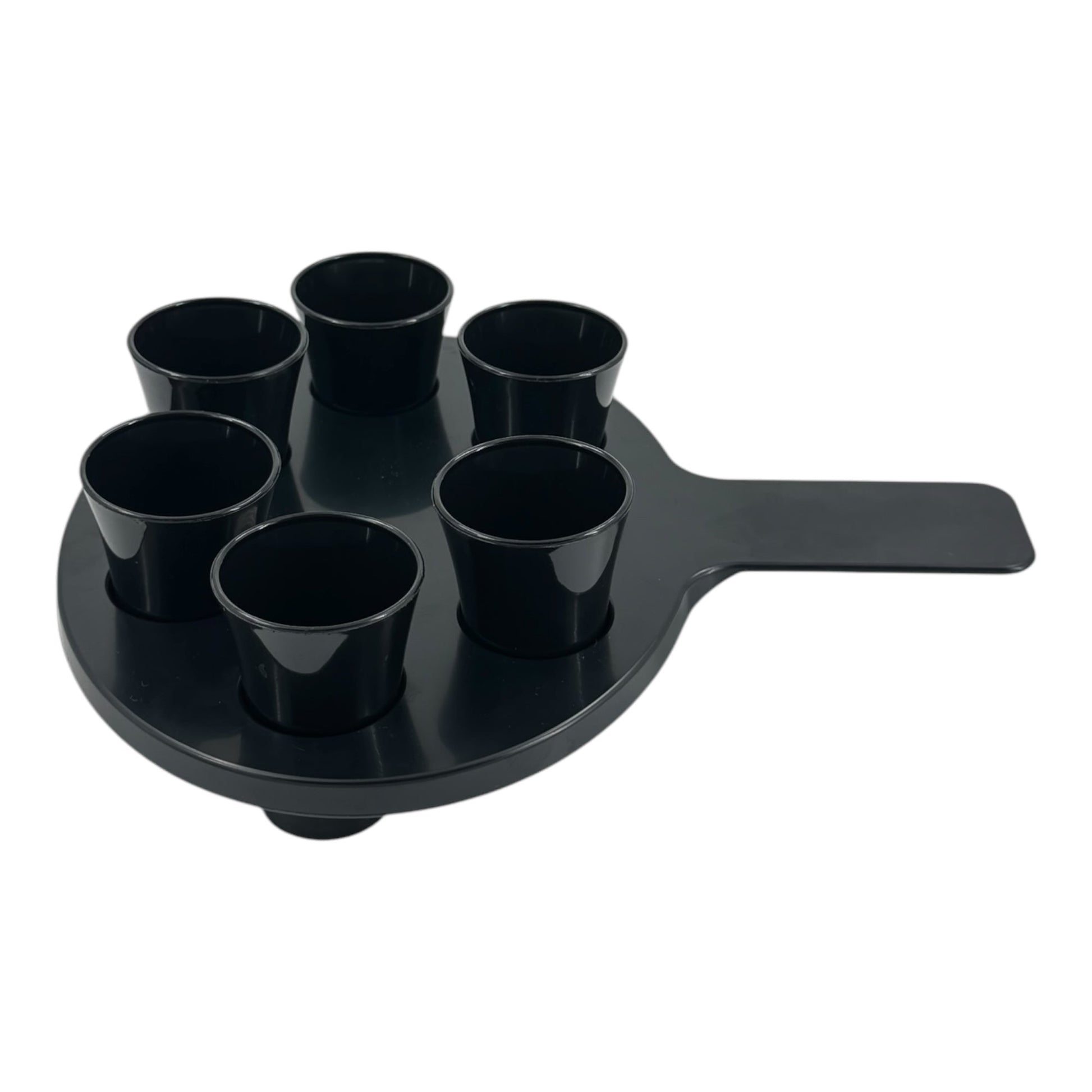 6-Hole Black Shot Glass Holder, With 6 Black Shot Glasses - Premium Kitchen from Chabrias Ltd - Just £9.99! Shop now at Chabrias Ltd