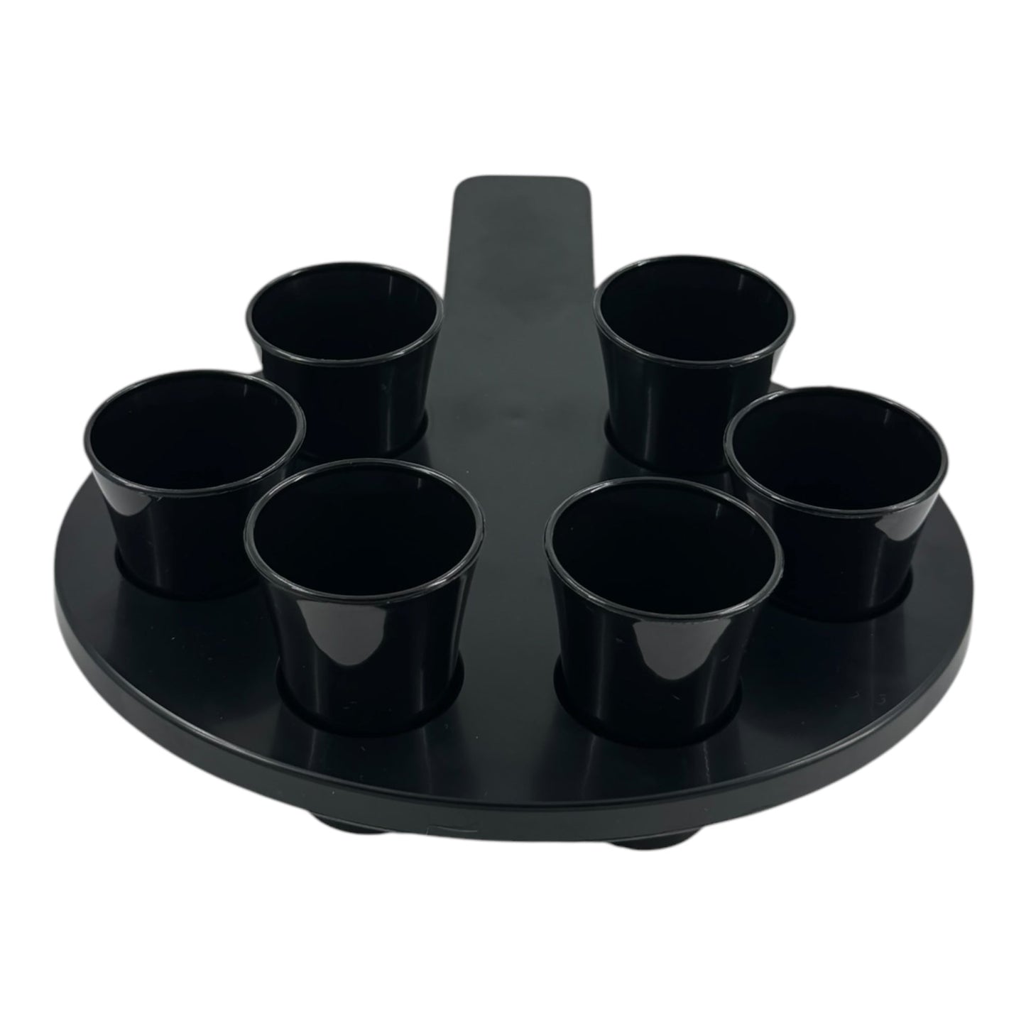 6-Hole Black Shot Glass Holder, With 6 Black Shot Glasses - Premium Kitchen from Chabrias Ltd - Just £9.99! Shop now at Chabrias Ltd