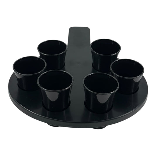 6-Hole Black Shot Glass Holder, With 6 Black Shot Glasses - Premium Kitchen from Chabrias Ltd - Just £9.99! Shop now at Chabrias Ltd