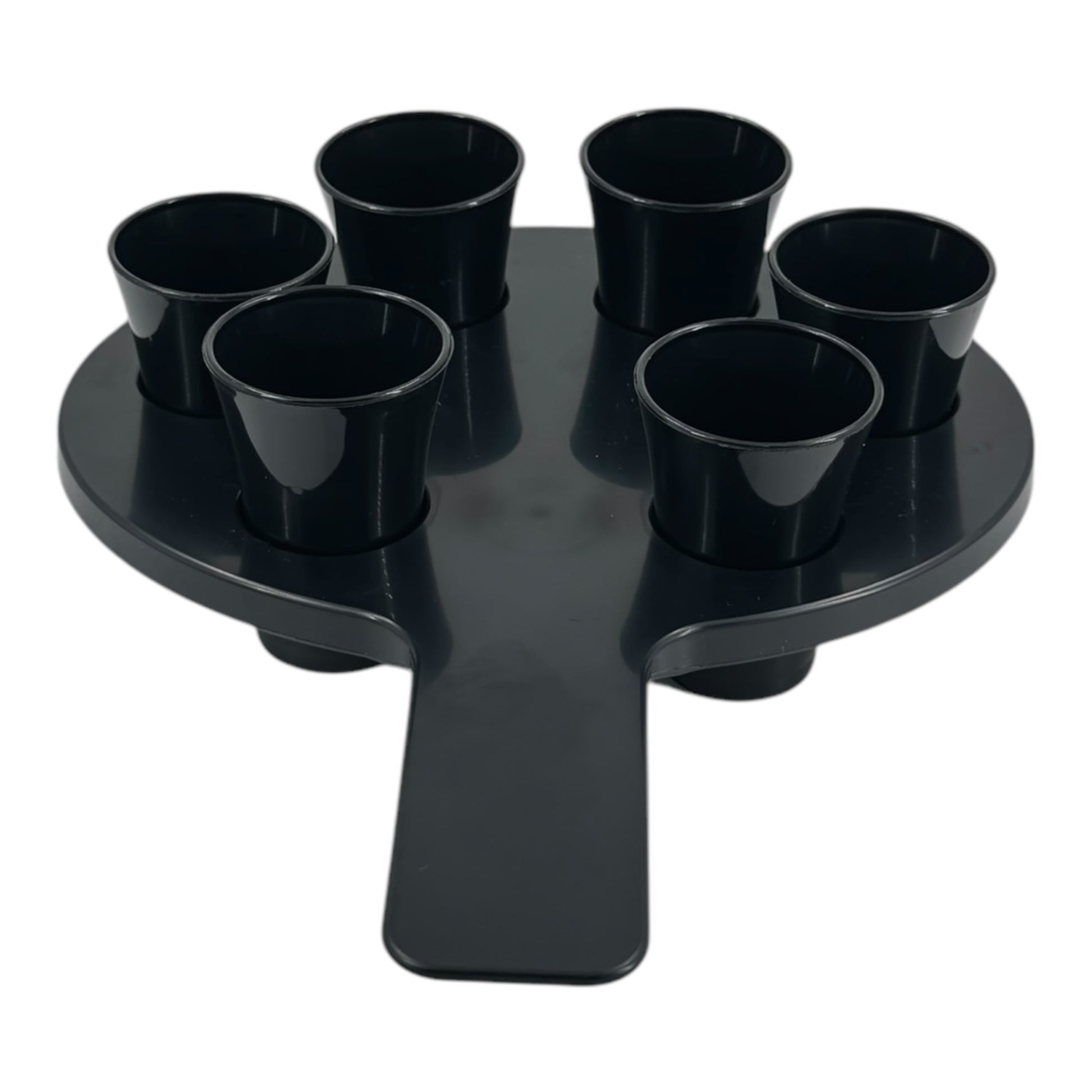 6-Hole Black Shot Glass Holder, With 6 Black Shot Glasses - Premium Kitchen from Chabrias Ltd - Just £9.99! Shop now at Chabrias Ltd