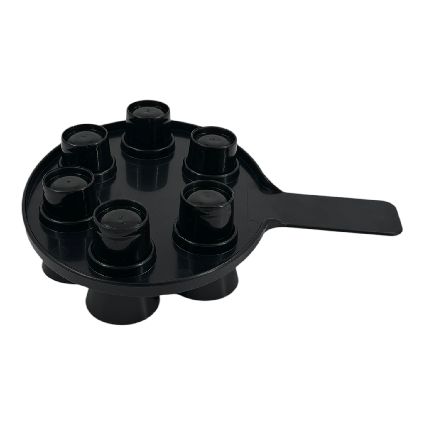 6-Hole Black Shot Glass Holder, With 6 Black Shot Glasses - Premium Kitchen from Chabrias Ltd - Just £9.99! Shop now at Chabrias Ltd