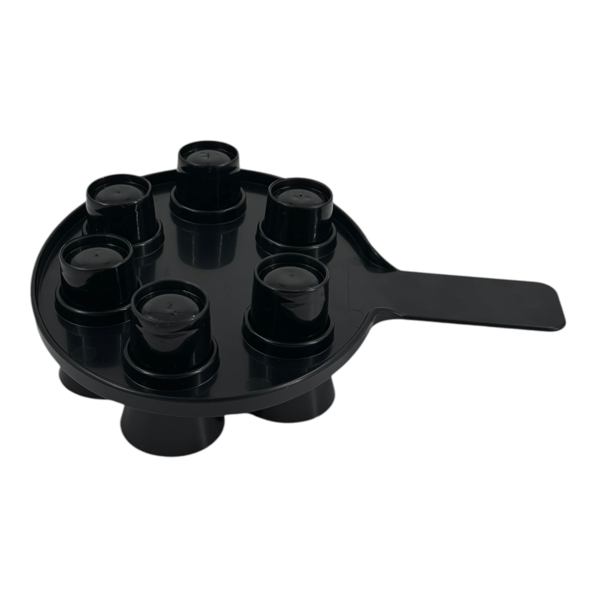 6-Hole Black Shot Glass Holder, With 6 Black Shot Glasses - Premium Kitchen from Chabrias Ltd - Just £9.99! Shop now at Chabrias Ltd