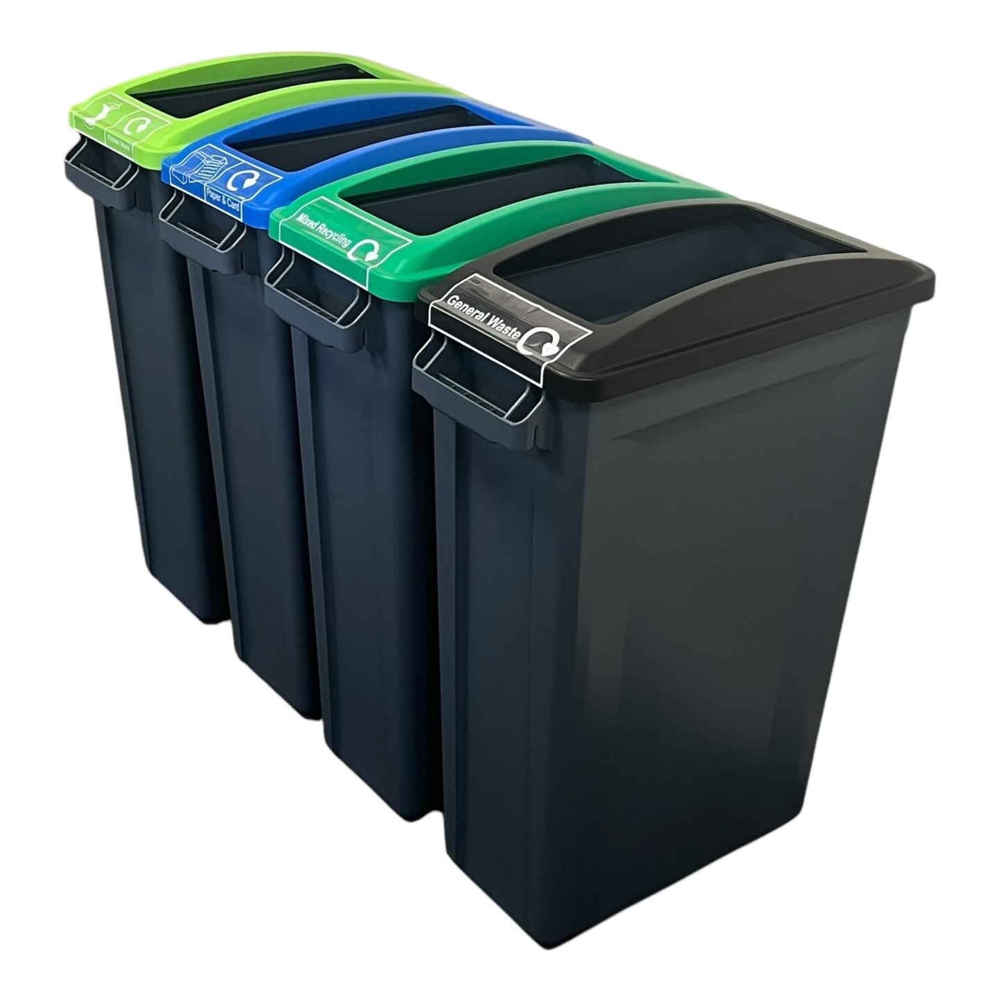 60 Litre Slim Bin With Grey Base & Open Lids (Pack of 4) - Premium Recycling Bin from Chabrias Ltd - Just £279.99! Shop now at Chabrias Ltd