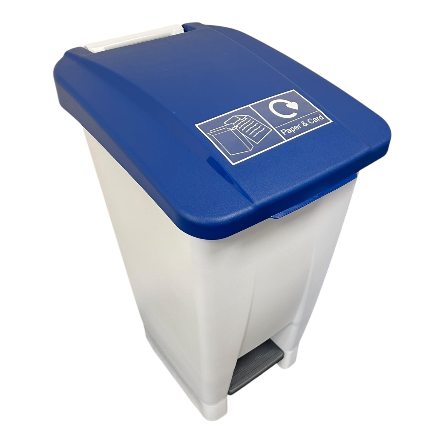 Plastic Sack Holder, White Body With Blue Lid, Paper & Card Sticker Included, 60L - Premium Recycling Bin from Chabrias Ltd - Just £64.99! Shop now at Chabrias Ltd