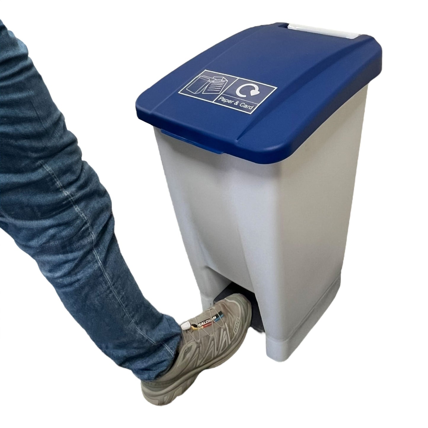 Plastic Sack Holder, White Body With Blue Lid, Paper & Card Sticker Included, 60L - Premium Recycling Bin from Chabrias Ltd - Just £64.99! Shop now at Chabrias Ltd