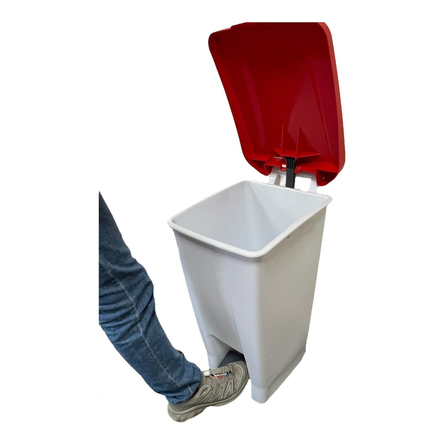 Plastic White Bodied Sack Holder With Red Lid, Plastic & Cans Sticker Included, 60L - Premium Recycling Bin from Chabrias Ltd - Just £64.99! Shop now at Chabrias Ltd