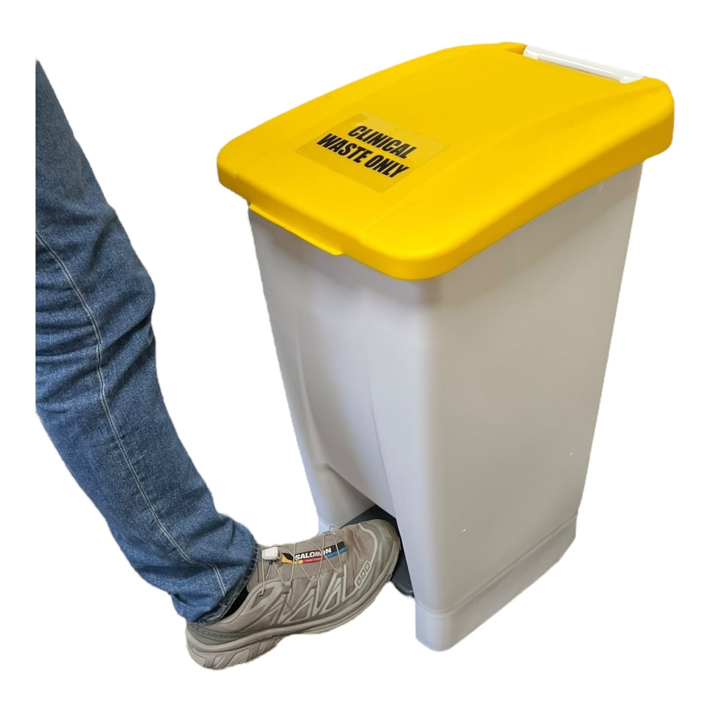 Plastic Sack Holder, White Base With Yellow Lid, Clinical Waste Sticker Included, 60L - Premium Recycling Bin from Chabrias Ltd - Just £64.99! Shop now at Chabrias Ltd
