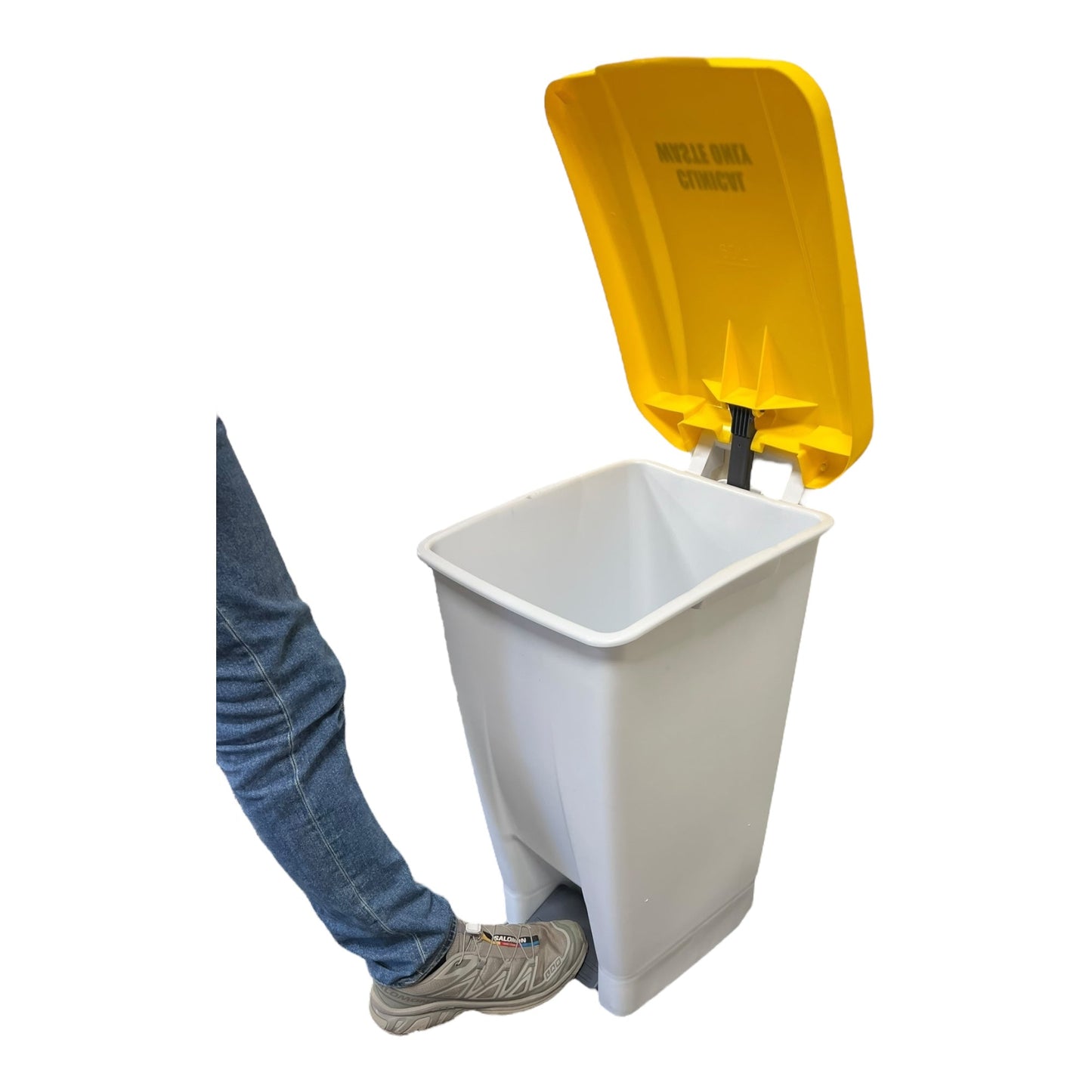 Plastic Sack Holder, White Base With Yellow Lid, Clinical Waste Sticker Included, 60L - Premium Recycling Bin from Chabrias Ltd - Just £64.99! Shop now at Chabrias Ltd