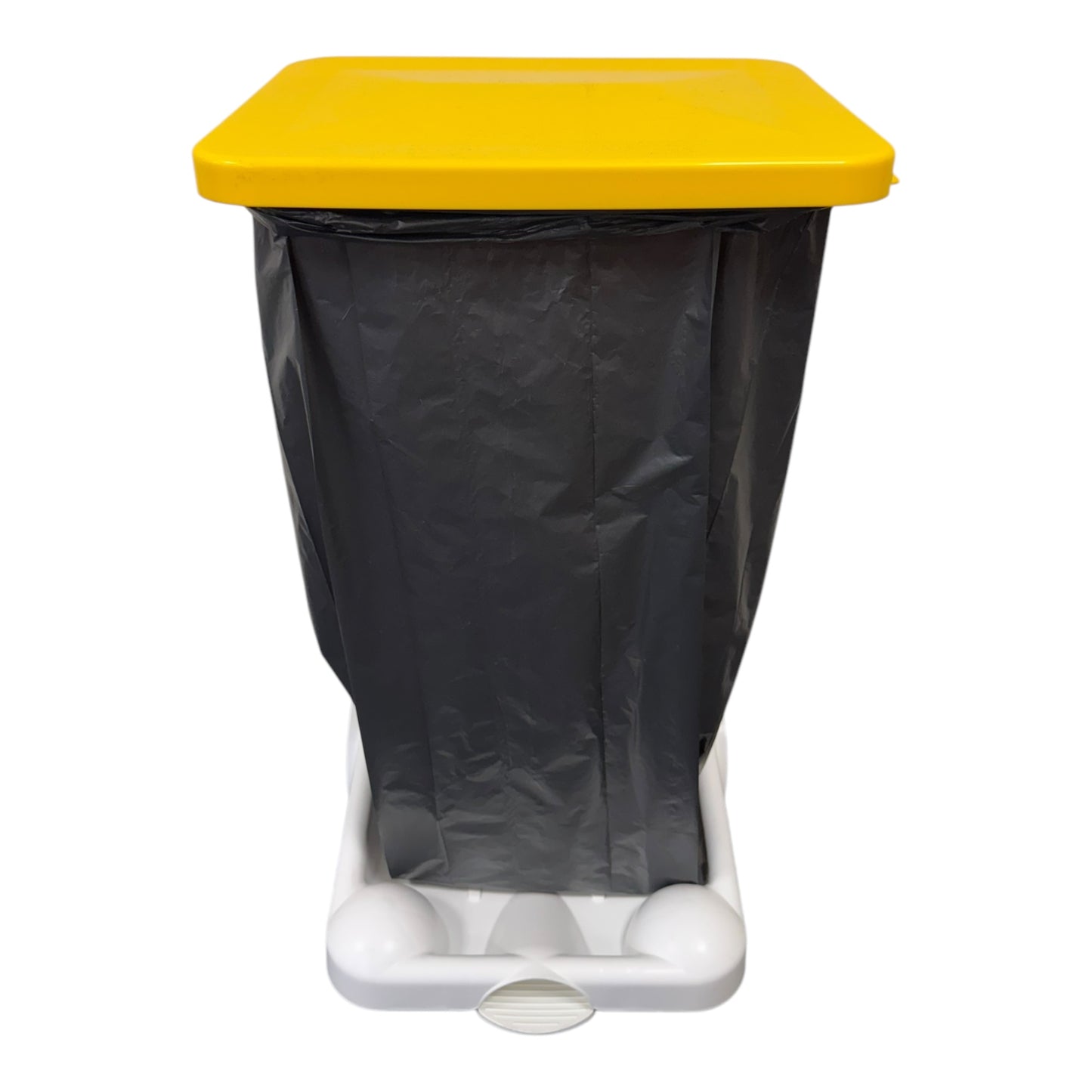Hands-Free Sack Holder White Base & Yellow Lid, with Clinical Waste Sticker - Premium Bins from Chabrias Ltd - Just £89.99! Shop now at Chabrias Ltd