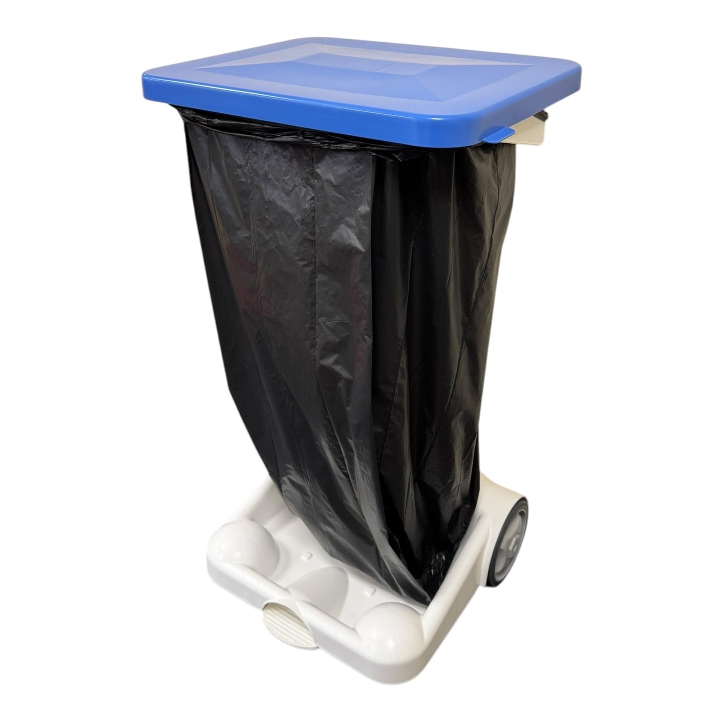 Hands-Free Sack Holder White Base & Blue Lid, with Paper & Card Sticker - Premium Bins from Chabrias Ltd - Just £89.99! Shop now at Chabrias Ltd