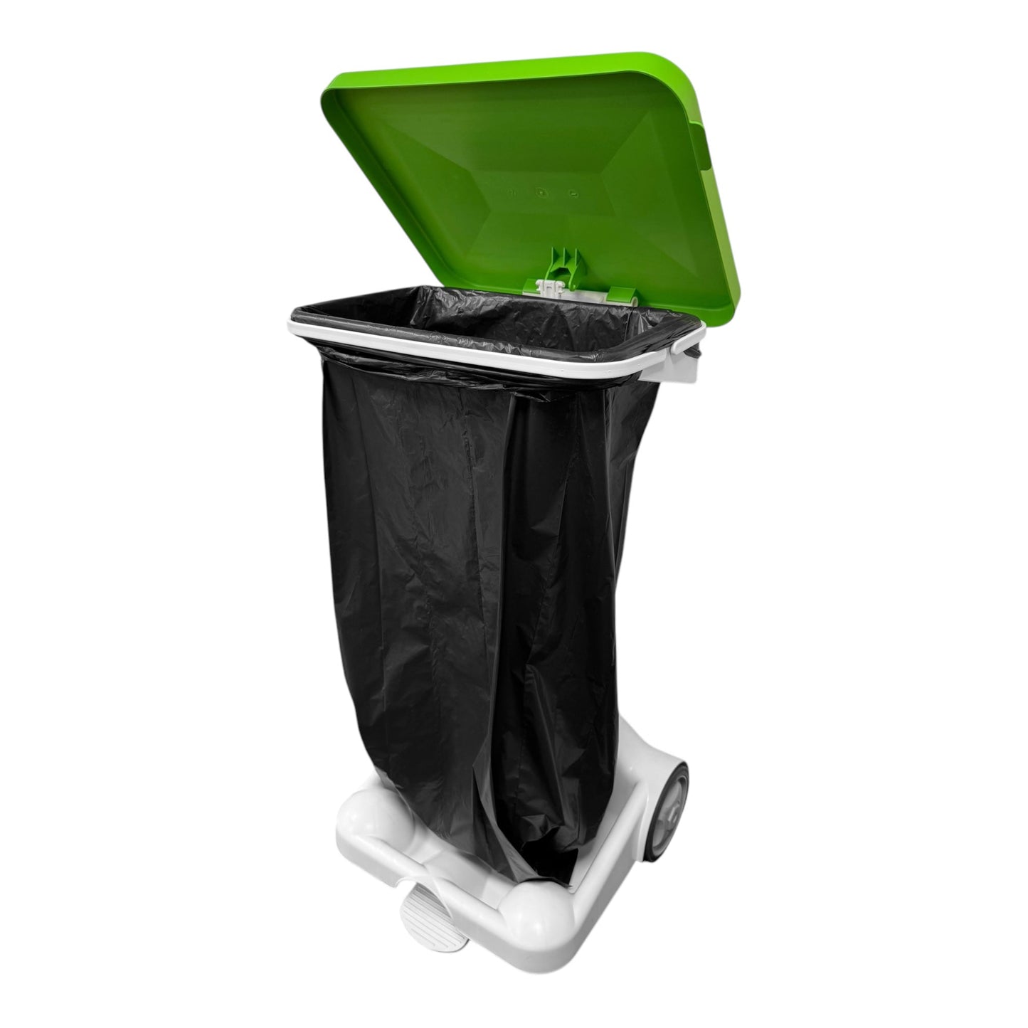 Hands-Free Sack Holder White Base & Green Lid, with Food Waste Sticker - Premium Bins from Chabrias Ltd - Just £89.99! Shop now at Chabrias Ltd