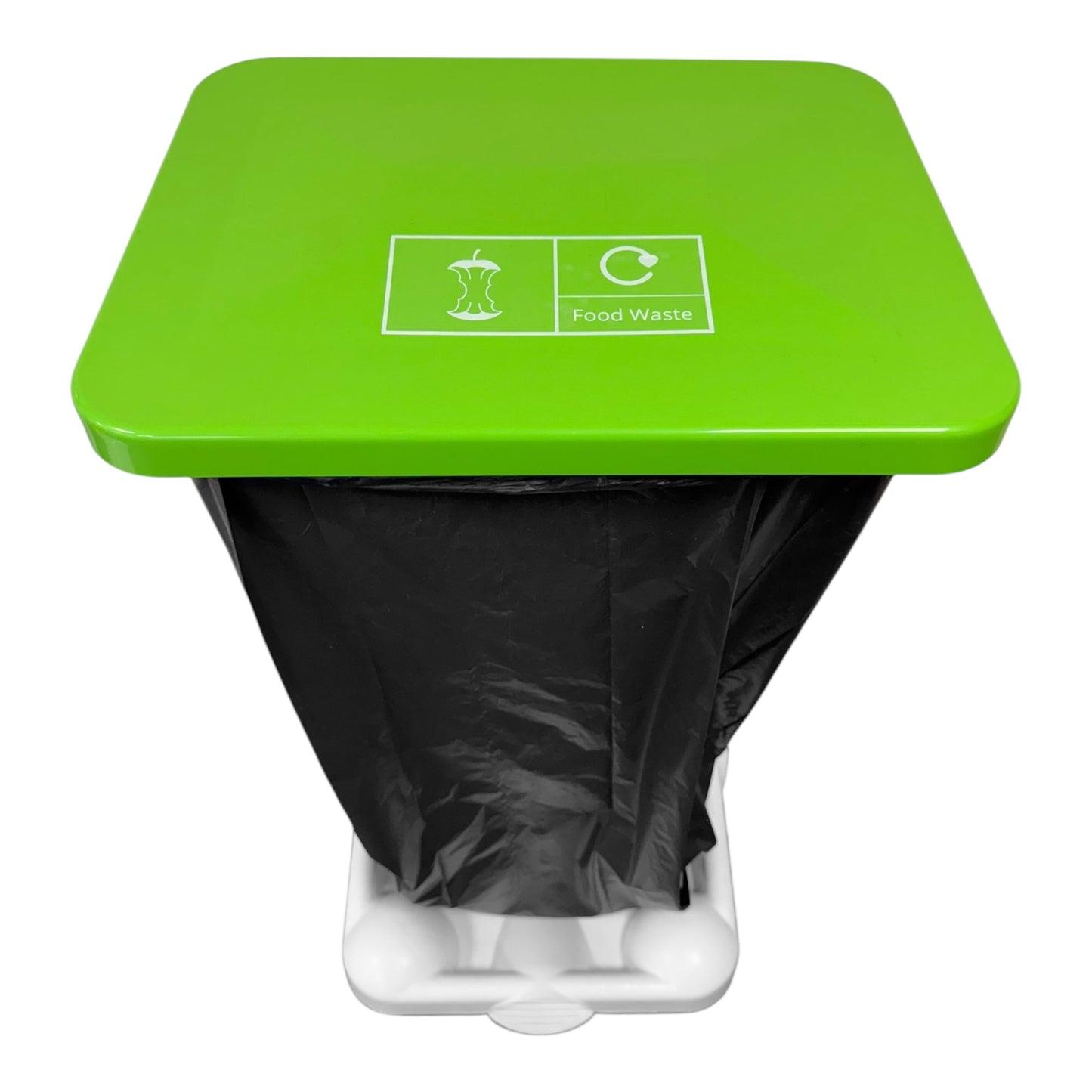 Hands-Free Sack Holder White Base & Green Lid, with Food Waste Sticker - Premium Bins from Chabrias Ltd - Just £89.99! Shop now at Chabrias Ltd