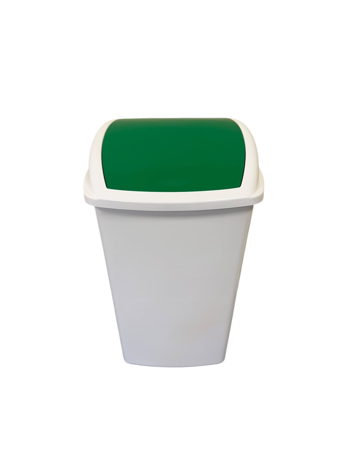 Plastic Swing Bin, White Body & Green Lid, With Food Waste Sticker - Premium BISS from Chabrias Ltd - Just £23.99! Shop now at Chabrias Ltd