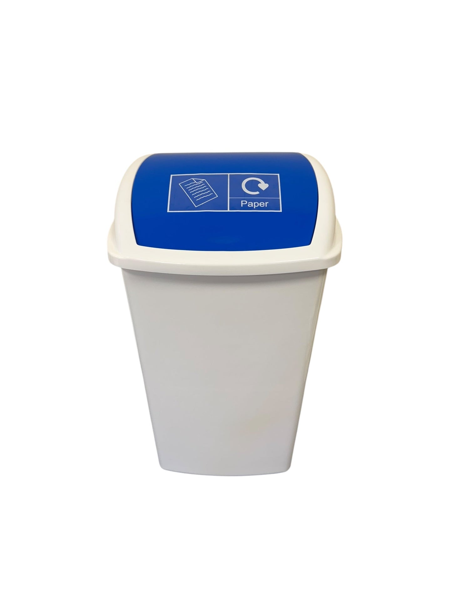Plastic Swing Bin, White Body & WRGB Lids, With Stickers, 50L (x4) - Premium BISS from Chabrias Ltd - Just £77.99! Shop now at Chabrias Ltd