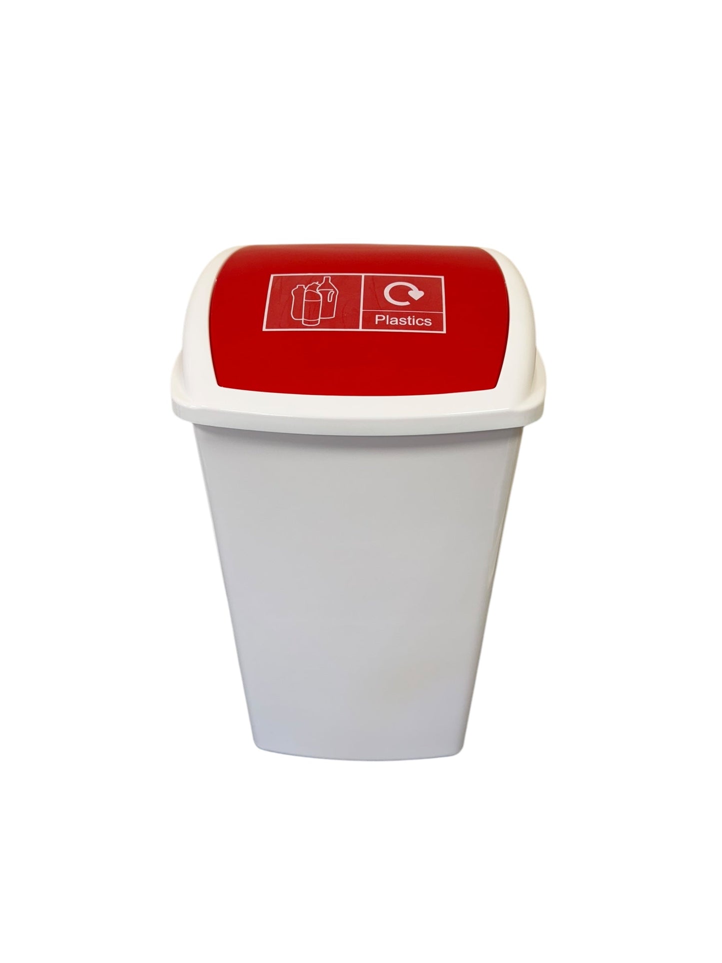 Plastic Swing Bin, White Body & WRGB Lids, With Stickers, 50L (x4) - Premium BISS from Chabrias Ltd - Just £77.99! Shop now at Chabrias Ltd
