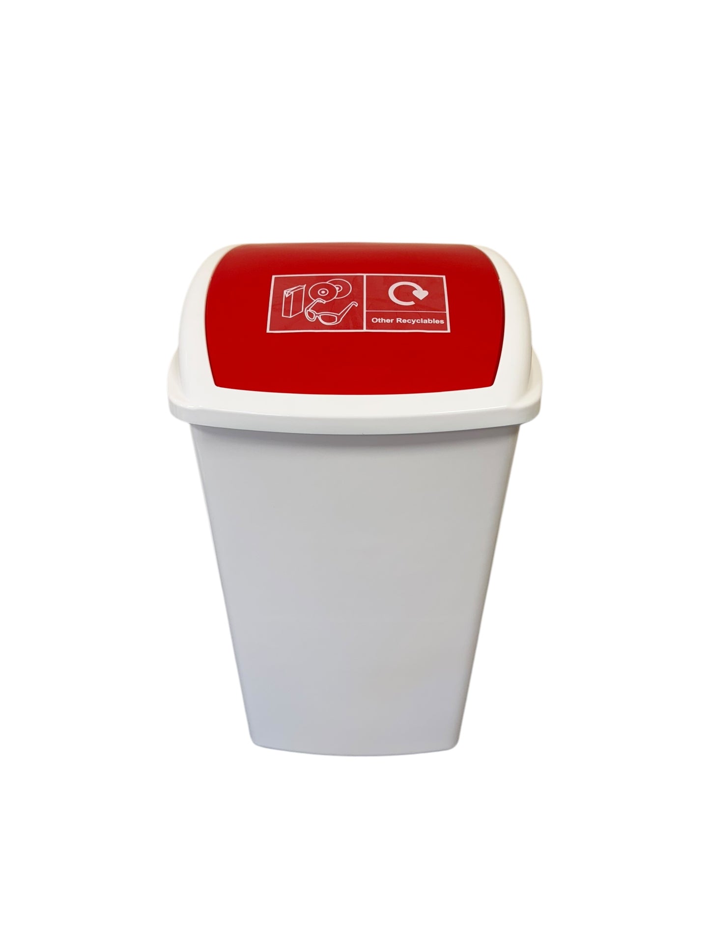 Plastic Swing Bin, White Body & WRGB Lids, With Stickers, 50L (x4) - Premium BISS from Chabrias Ltd - Just £21.84! Shop now at Chabrias Ltd