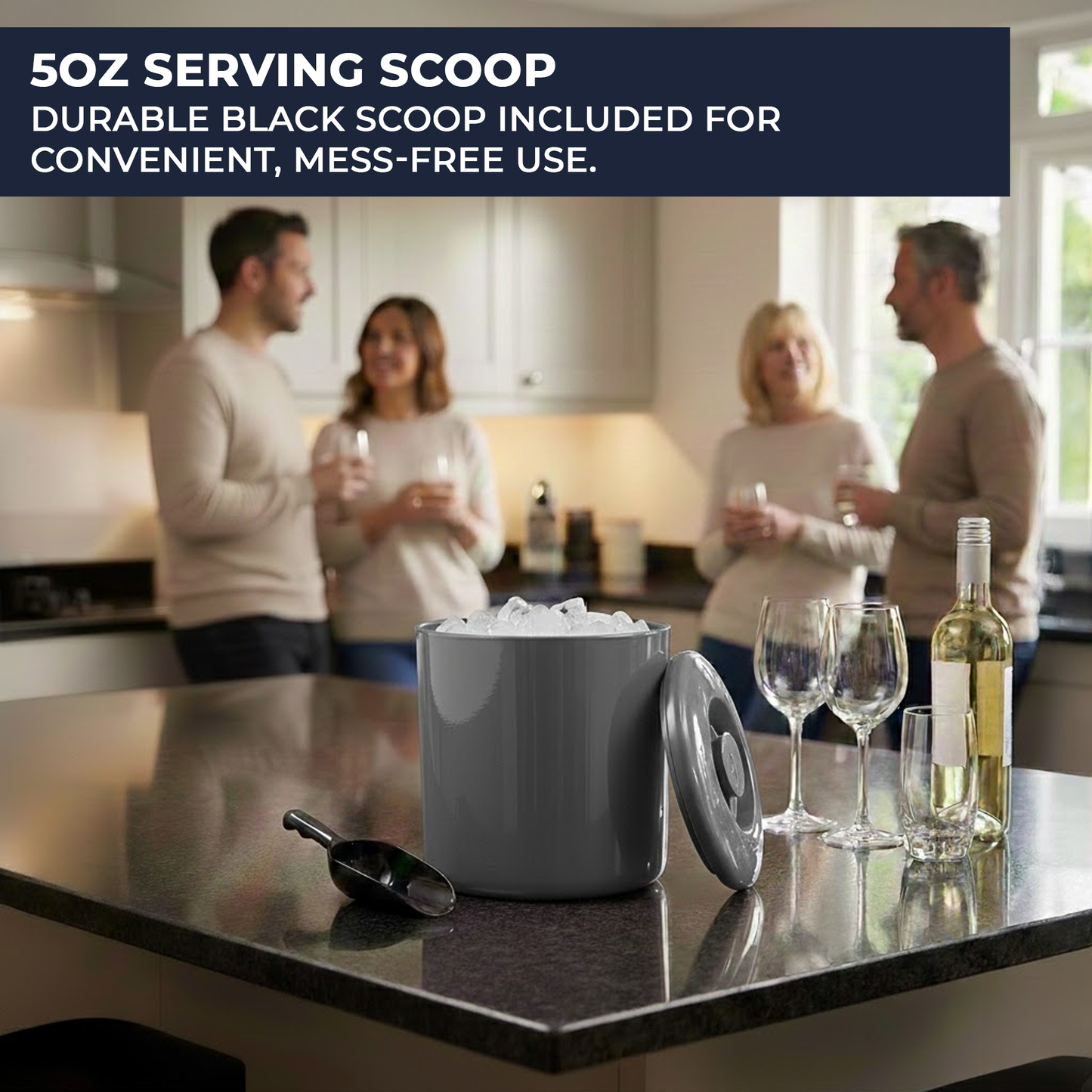 BPA-free plastic ice bucket with internal drainage liner for clean ice service