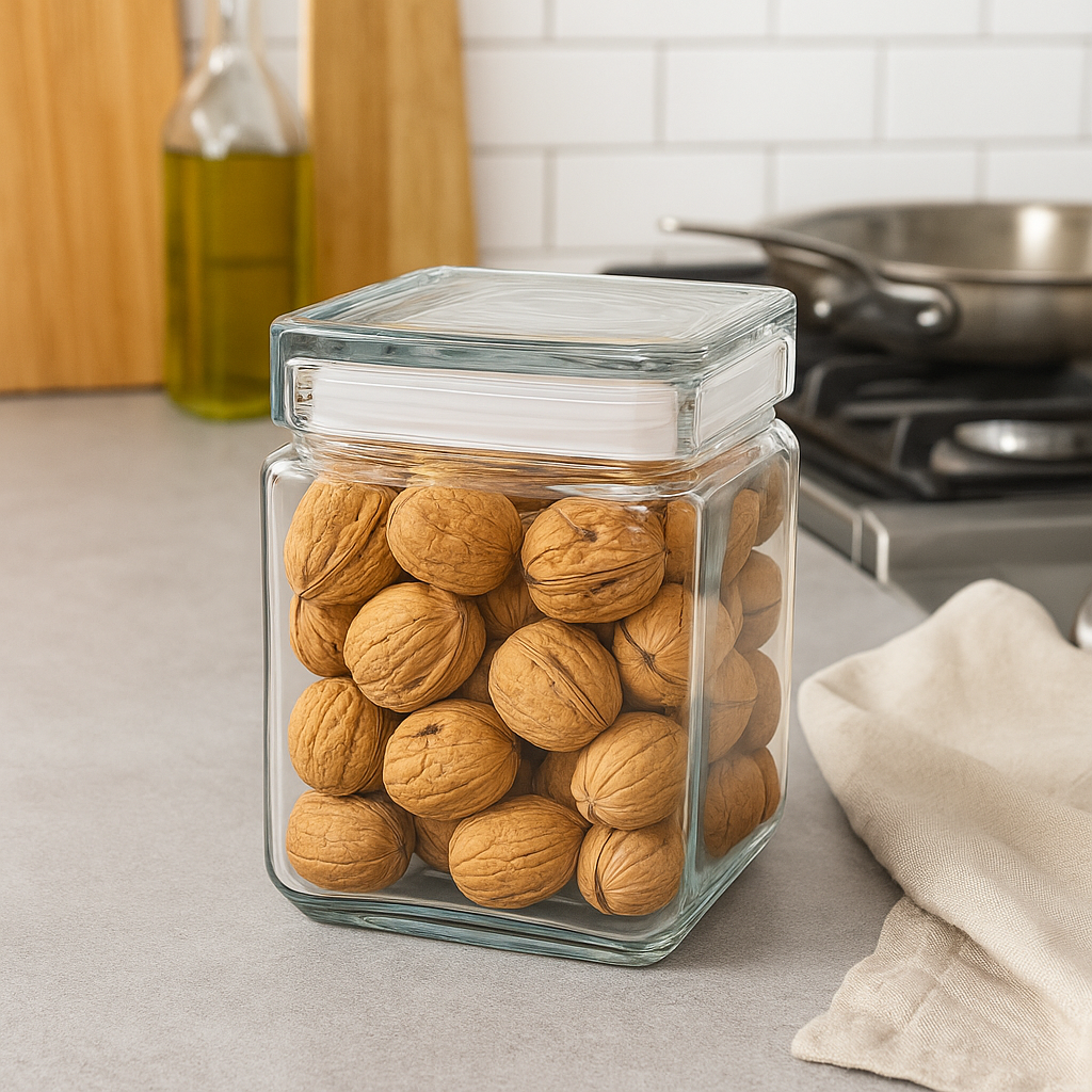 Stackable Storage Glass Jar, 1L (3 pack) - Premium Home from Chabrias Ltd - Just £25.49! Shop now at Chabrias Ltd