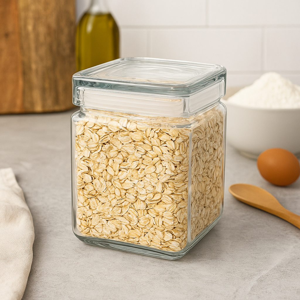 Stackable Storage Glass Jar, 1L (4 pack) - Premium Home from Chabrias Ltd - Just £29.49! Shop now at Chabrias Ltd
