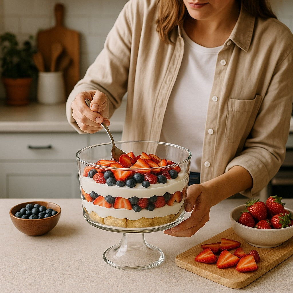 Footed Trifle Bowl Thick Glass, 2L - Premium Kitchen from Chabrias Ltd - Just £23.99! Shop now at Chabrias Ltd