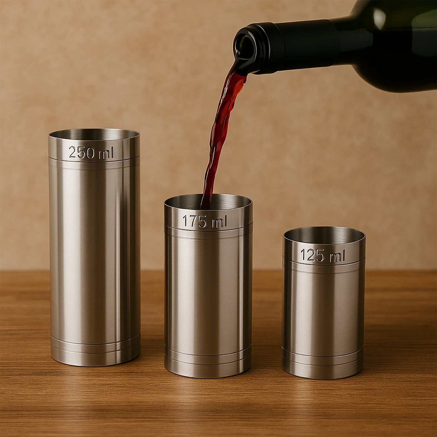 Stainless Steel Thimble Wine Measure 125ml, 175ml, 250ml, Drinks Measure, Government Stamped - Premium Kitchen from Chabrias Ltd - Just £14.99! Shop now at Chabrias Ltd
