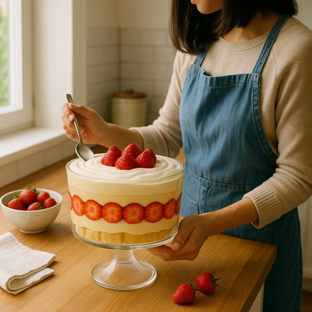 Footed Trifle Bowl Thick Glass, 2L - Premium Kitchen from Chabrias Ltd - Just £23.99! Shop now at Chabrias Ltd