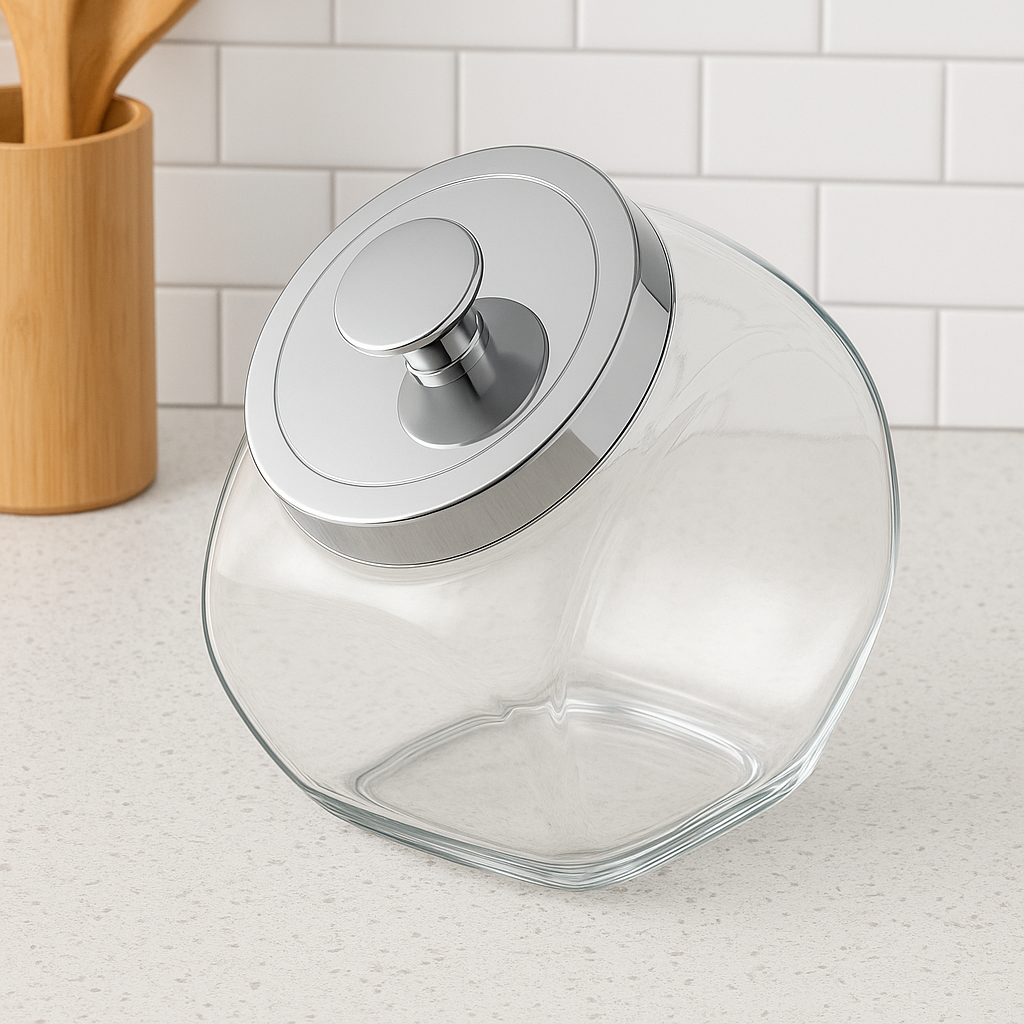 Penny Glass Jar with Chrome Lid, 1 Gallon (4 pack) - Premium Home from Chabrias Ltd - Just £79.99! Shop now at Chabrias Ltd