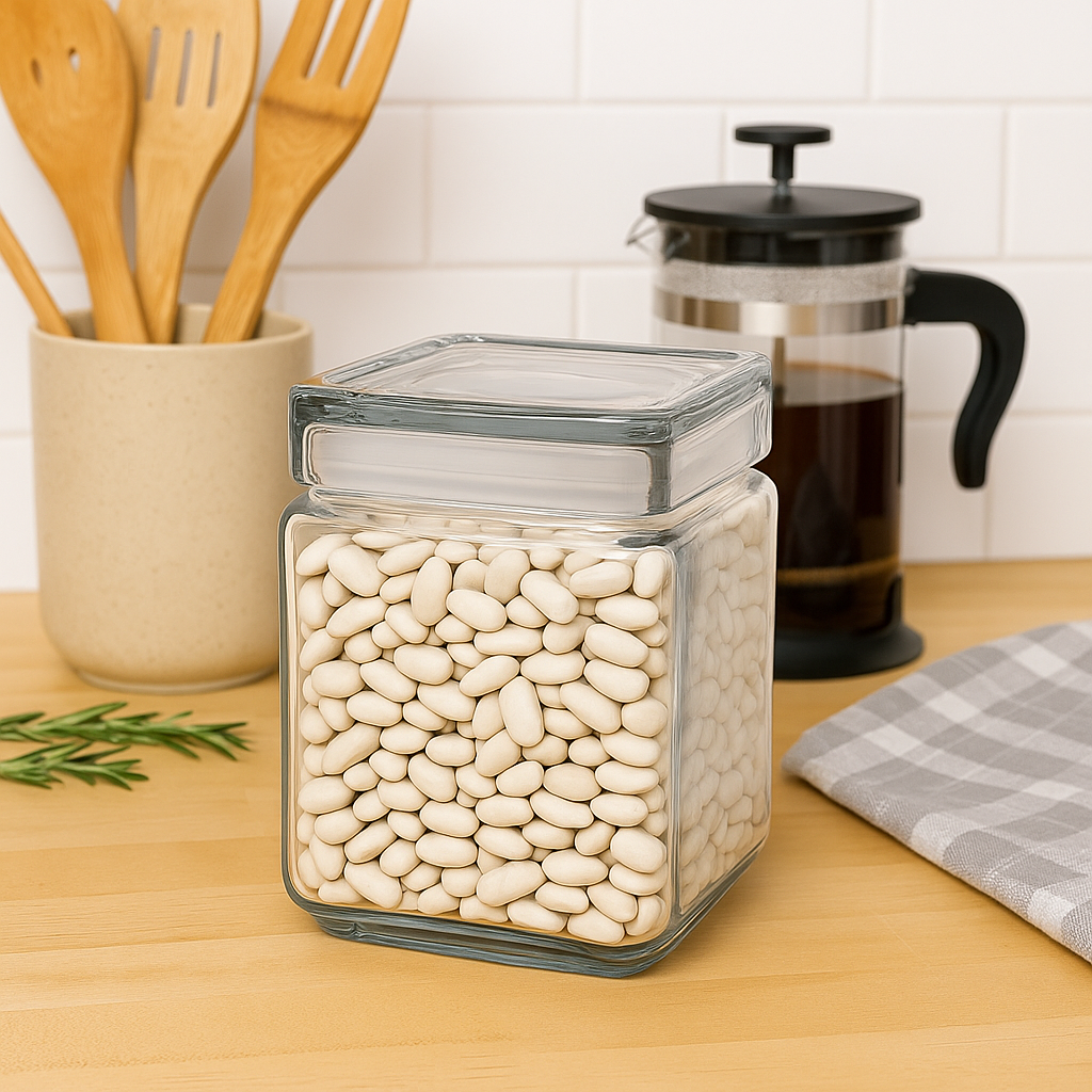 Stackable Storage Glass Jar, 1L (4 pack) - Premium Home from Chabrias Ltd - Just £29.49! Shop now at Chabrias Ltd