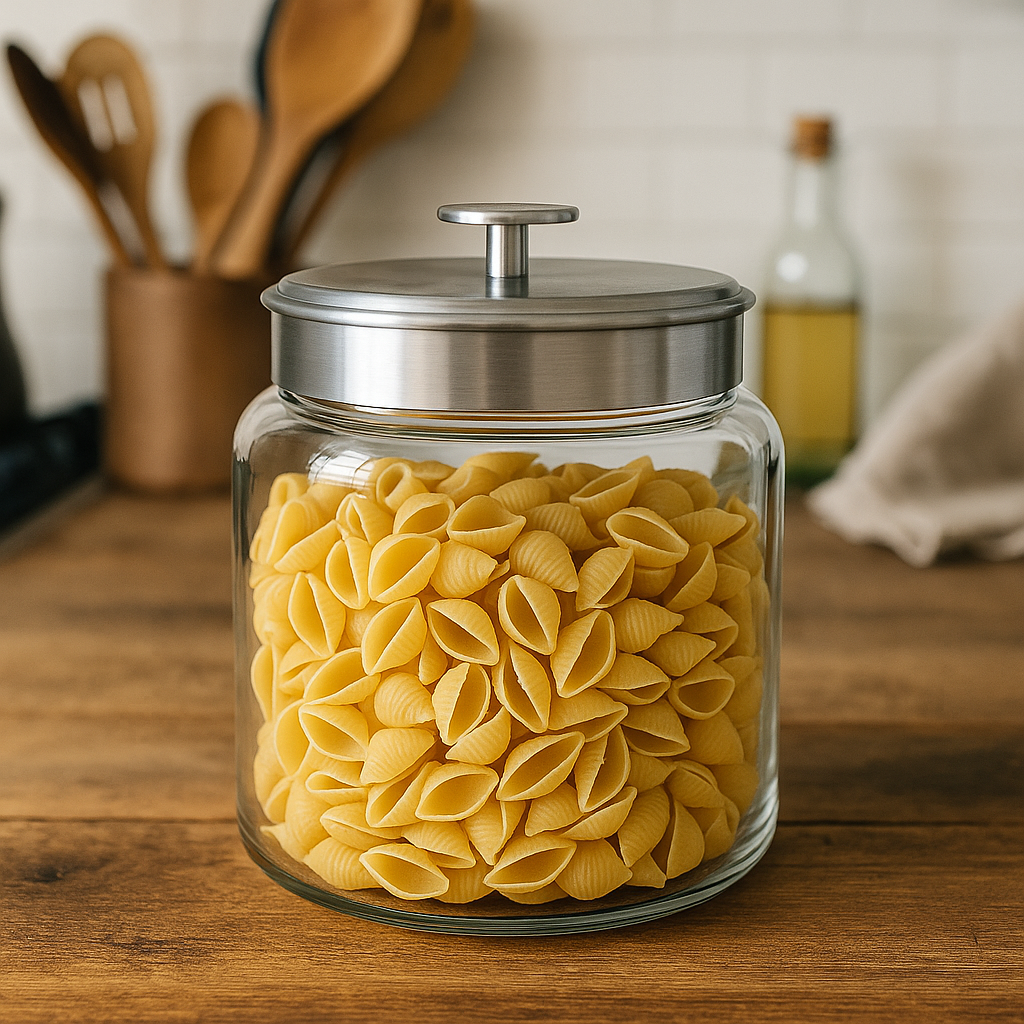 Montana Glass Jar with Brushed Aluminium Sealed Lid, 1.5 Gallon - Premium Kitchen from Chabrias Ltd - Just £29.99! Shop now at Chabrias Ltd