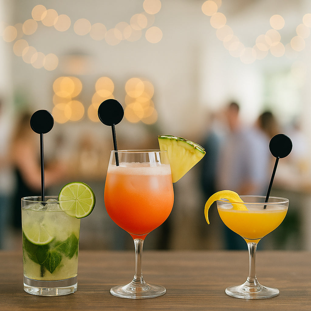 5000 x Black Disk Head Cocktail Stirrers Swizzle Sticks 18.3cm - Premium Home from Chabrias Ltd - Just £47.49! Shop now at Chabrias Ltd