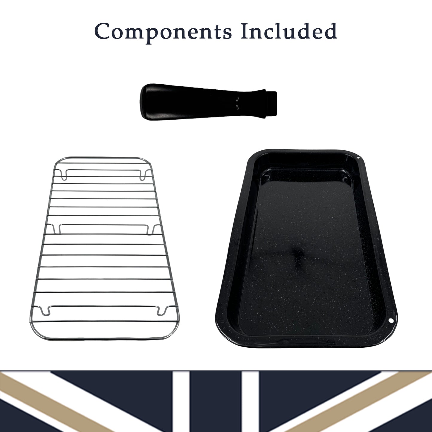 Vitreous Enamel Grill Pan, Handle & Wire Rack, Large (40cm) - Premium Kitchen from Chabrias Ltd - Just £16.99! Shop now at Chabrias Ltd