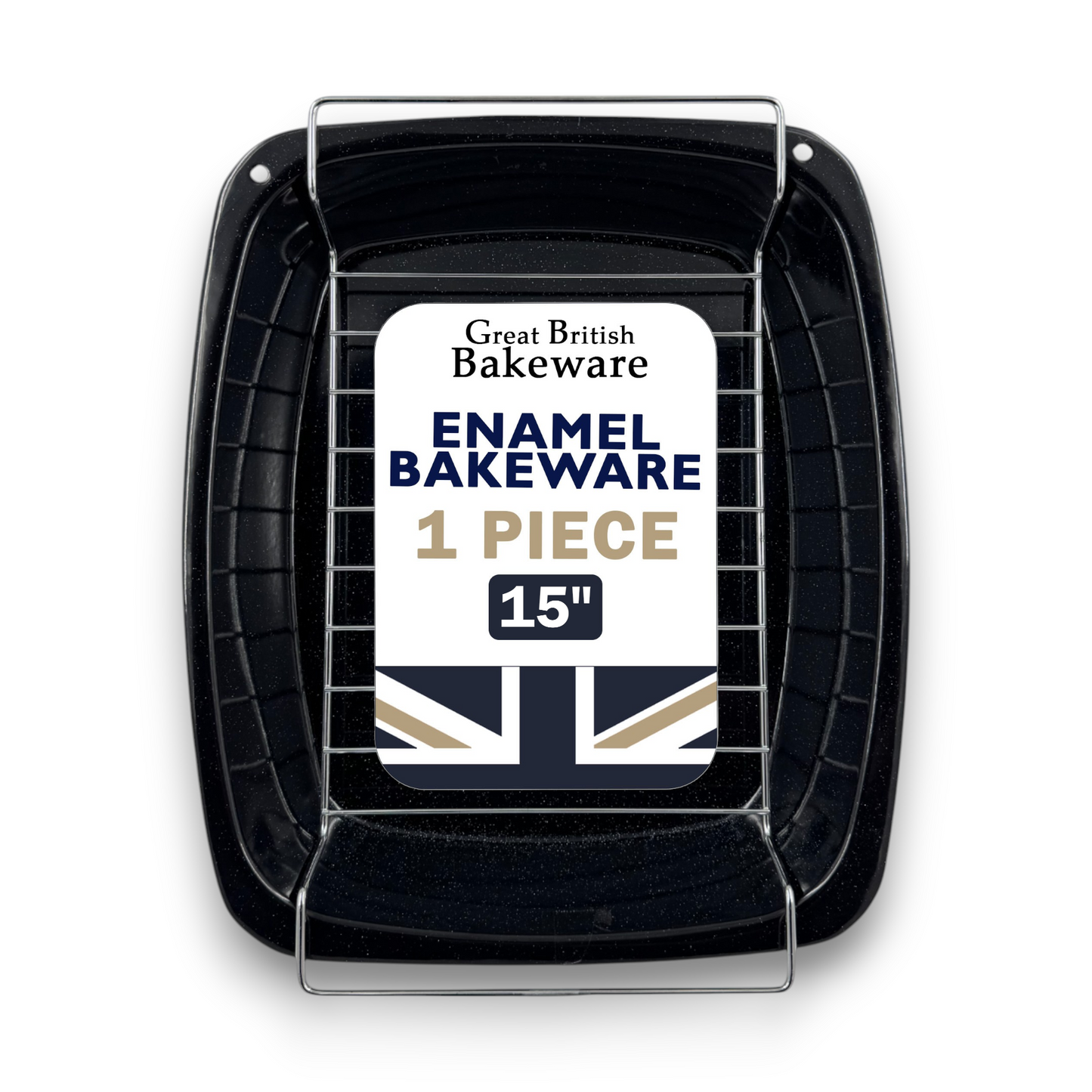 Vitreous Enamel Roasting Tray, Large With Rack (38cm) - Premium Home from Chabrias Ltd - Just £14.99! Shop now at Chabrias Ltd