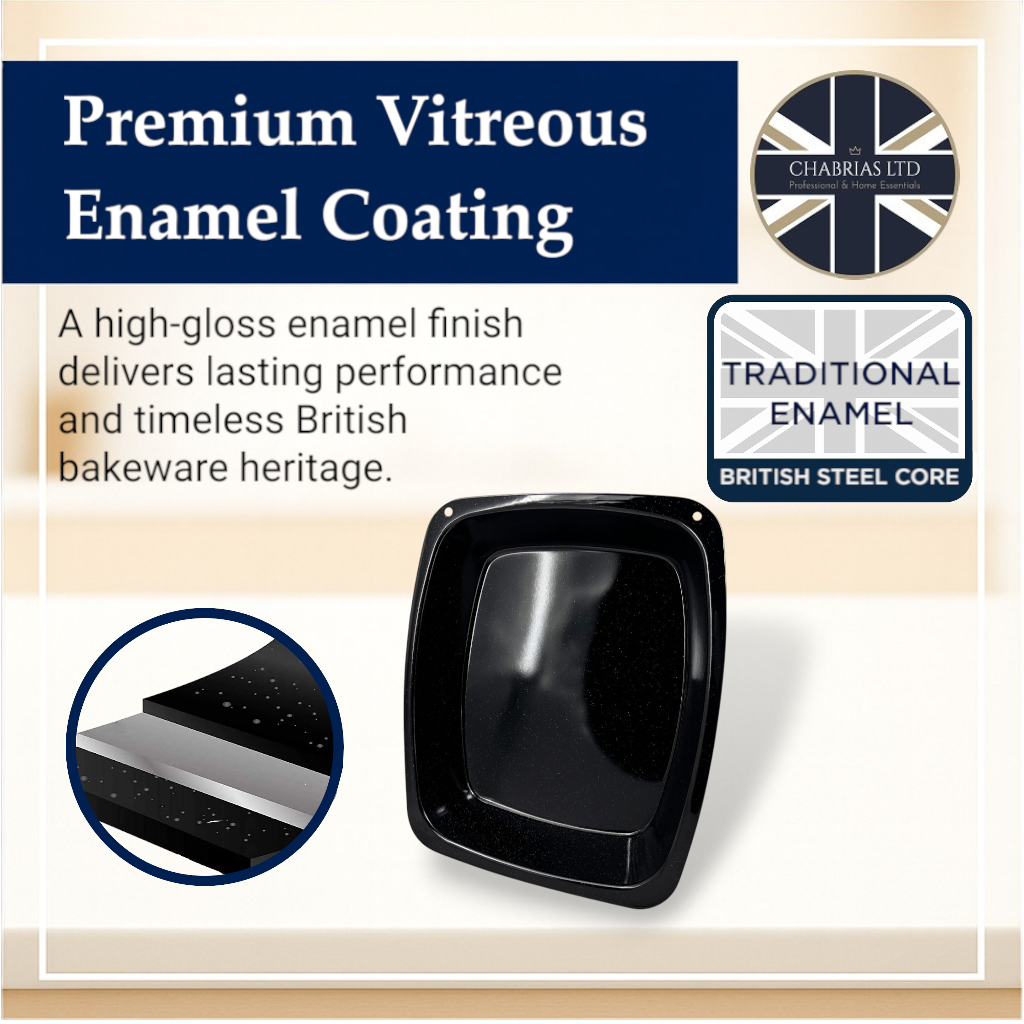 Vitreous Enamel Roasting Tray, Large (38cm) - Premium Kitchen from Chabrias Ltd - Just £13.99! Shop now at Chabrias Ltd