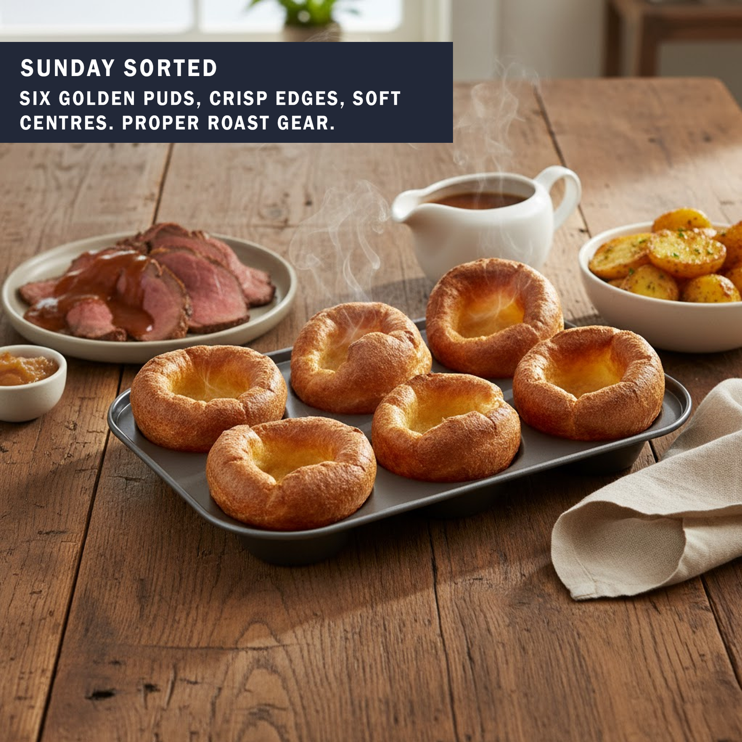 Non-Stick Yorkshire Pudding Bun Oven Tray – Small 6 Cup (2 Piece Set) - Premium Kitchen from Chabrias Ltd - Just £12.99! Shop now at Chabrias Ltd