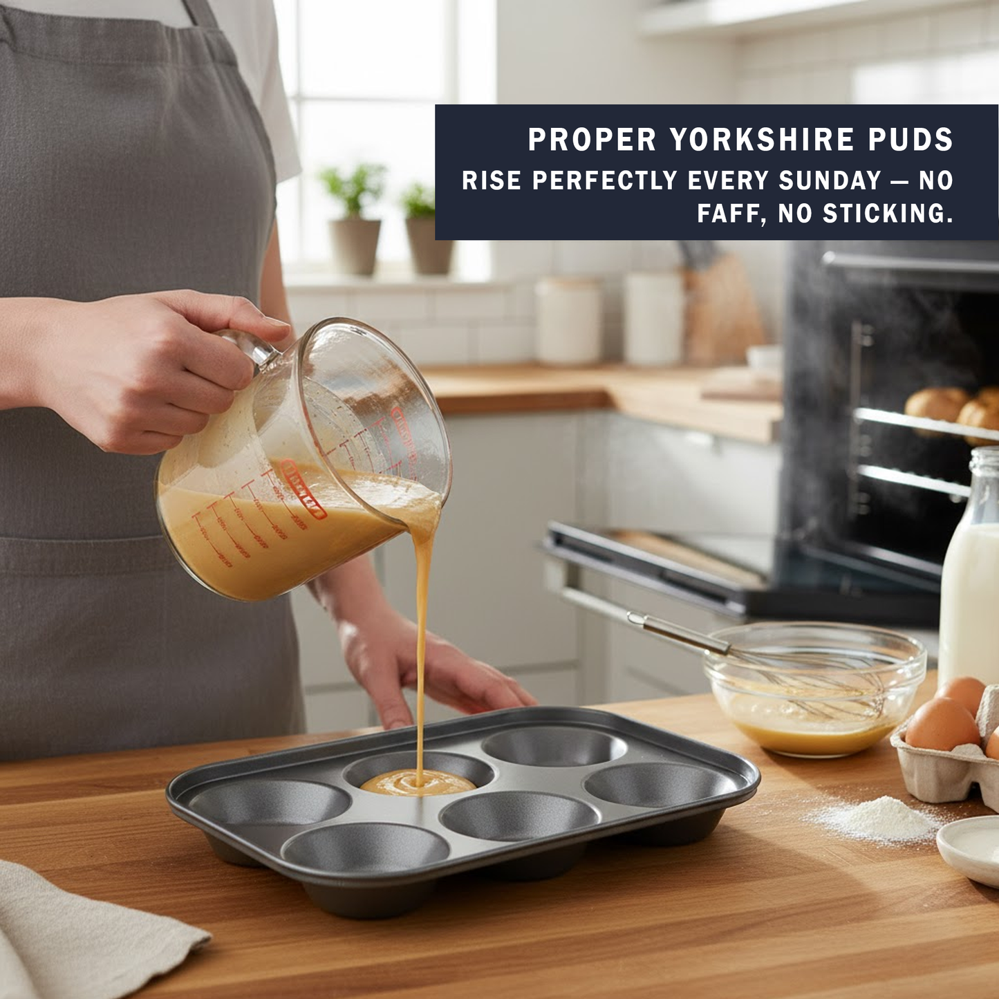 Non-Stick Yorkshire Pudding Bun Oven Tray – Small 6 Cup (2 Piece Set) - Premium Kitchen from Chabrias Ltd - Just £12.99! Shop now at Chabrias Ltd