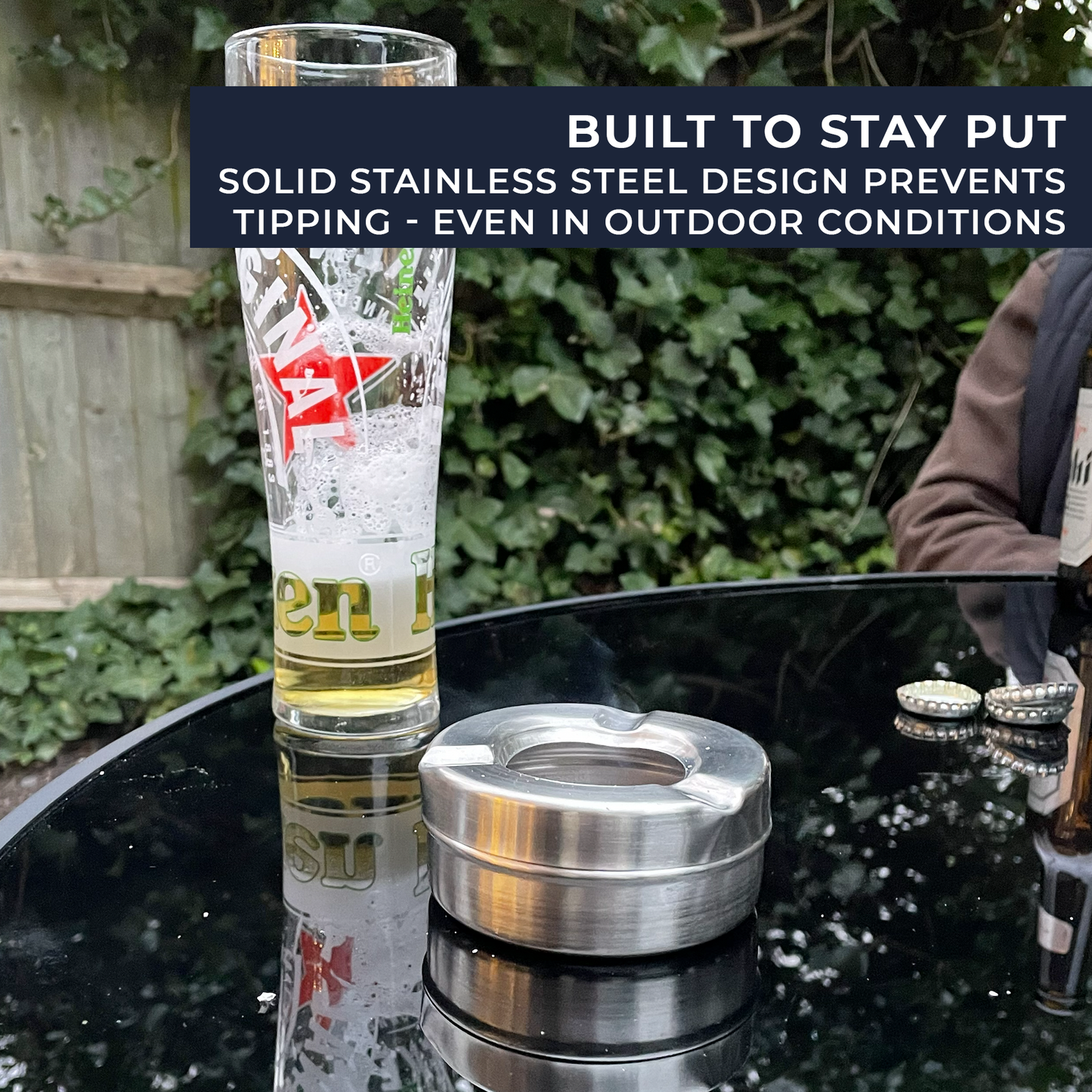 windproof ash tray with lid for garden patio use