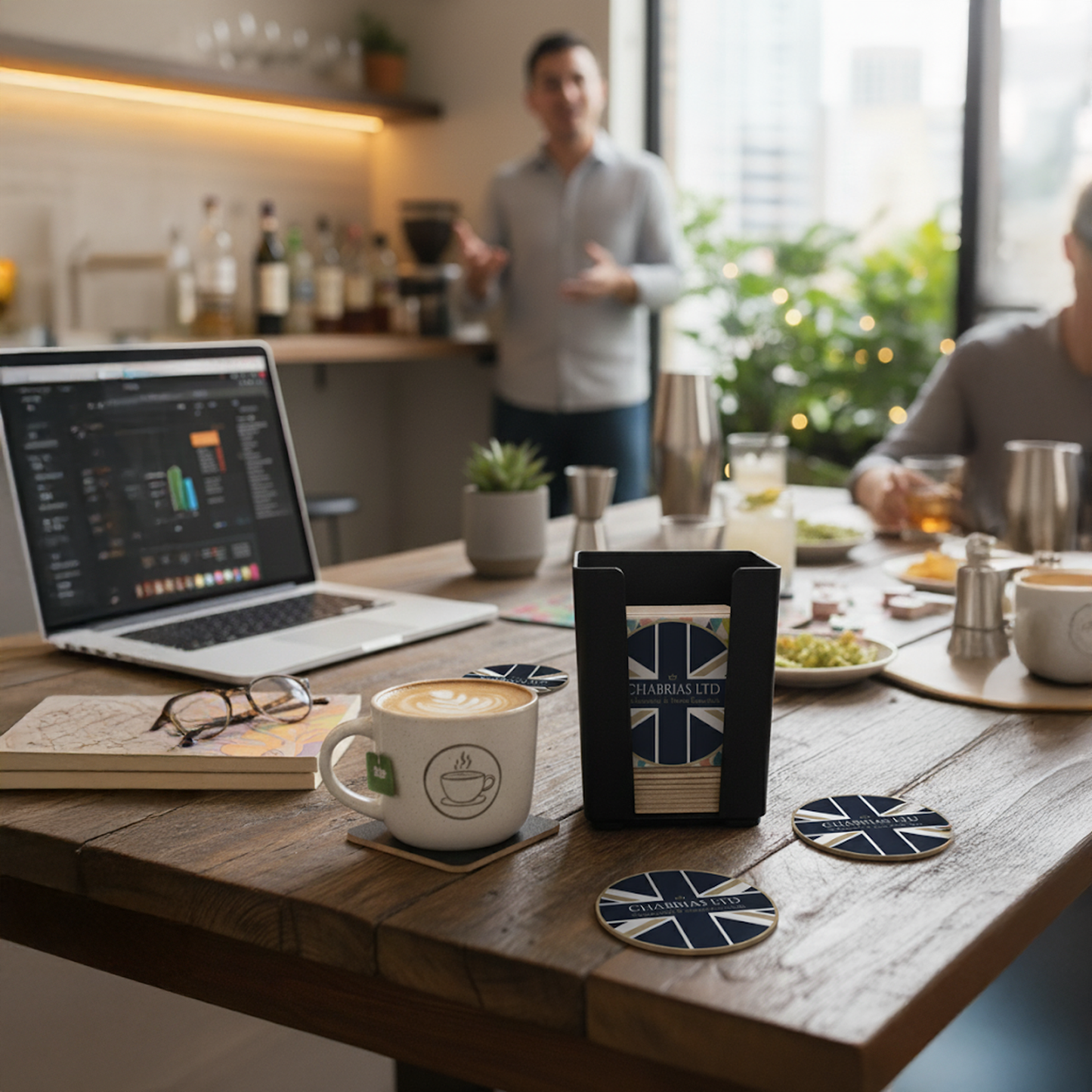 Sleek Black Napkin & Coaster Holder – Modern Bar Caddy – UK Made - Premium Barware from Chabrias Ltd - Just £7.99! Shop now at Chabrias Ltd