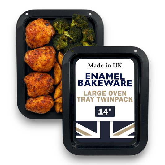 36cm Vitreous Enamel Oven Trays – Large – Pack of 2 – Great British Bakeware - Premium Home from Chabrias Ltd - Just £18.99! Shop now at Chabrias Ltd