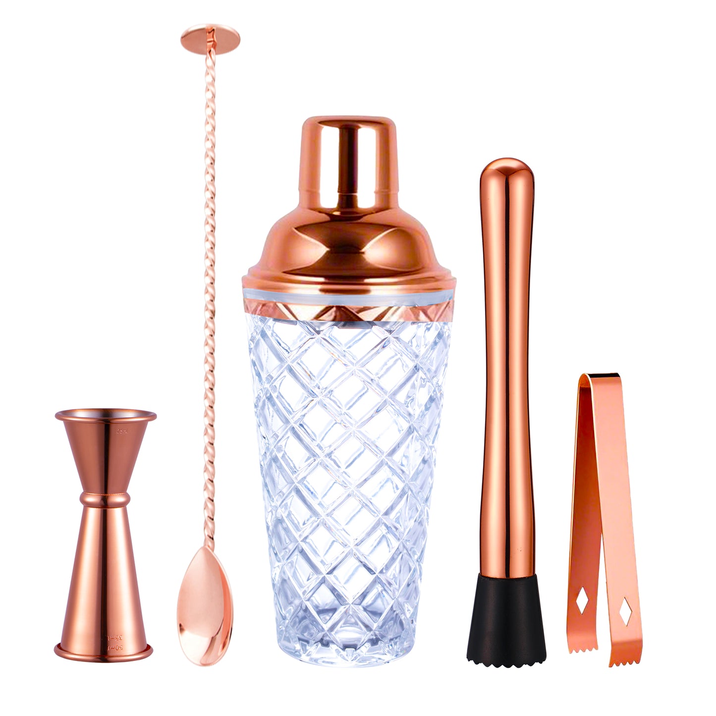 Luxury 5-Piece Copper Cocktail Kit Bartender Set with Shaker, Jigger, Spoon, Muddler & Gift Box - Premium Bar Accessories from Chabrias Ltd - Just £21.99! Shop now at Chabrias Ltd