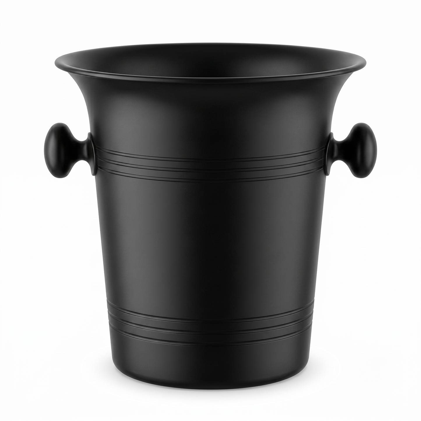 Low-shine black plastic wine cooler with integrated handles