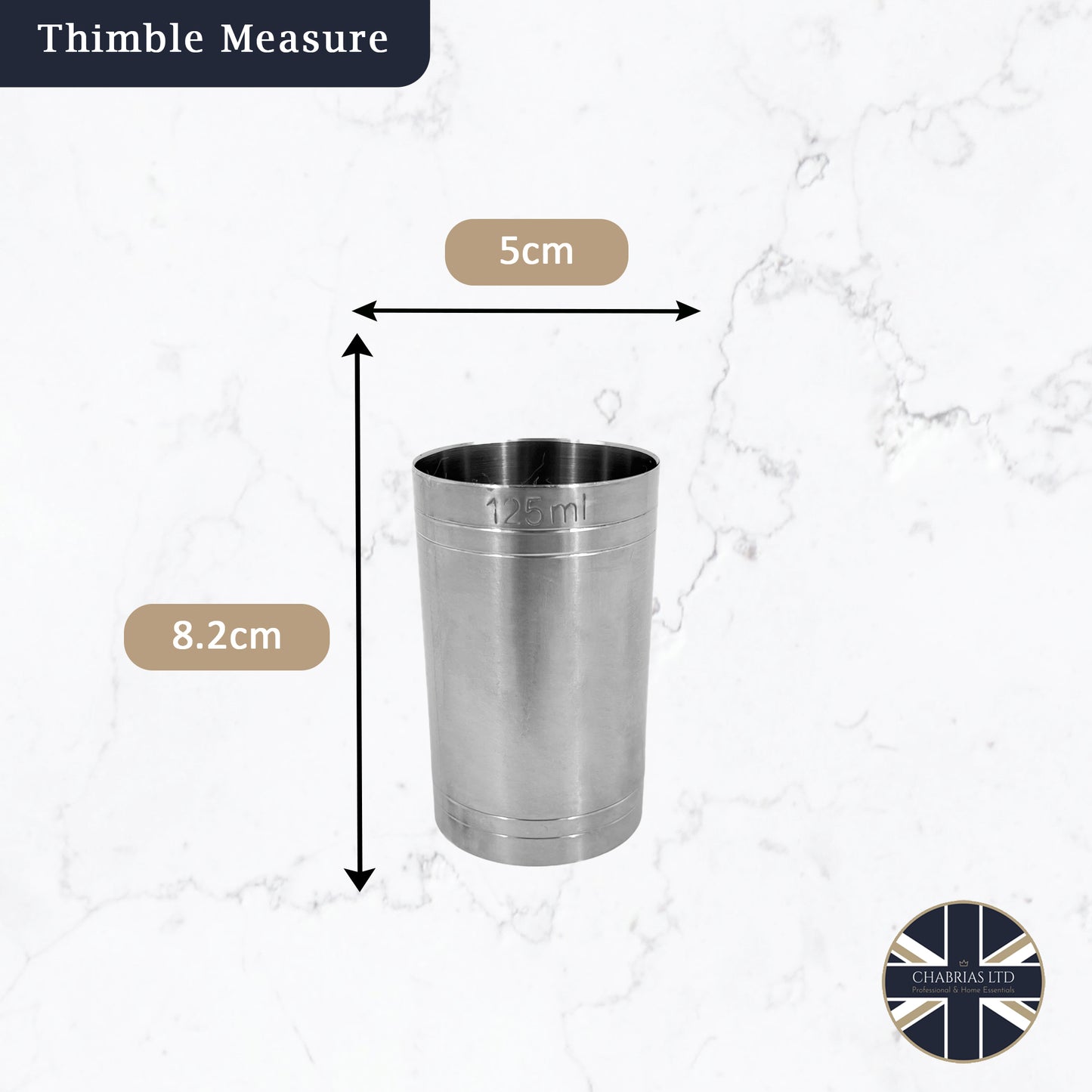 Stainless Steel 125ml Thimble Measure Government Stamped - Premium Kitchen from Chabrias Ltd - Just £5.99! Shop now at Chabrias Ltd