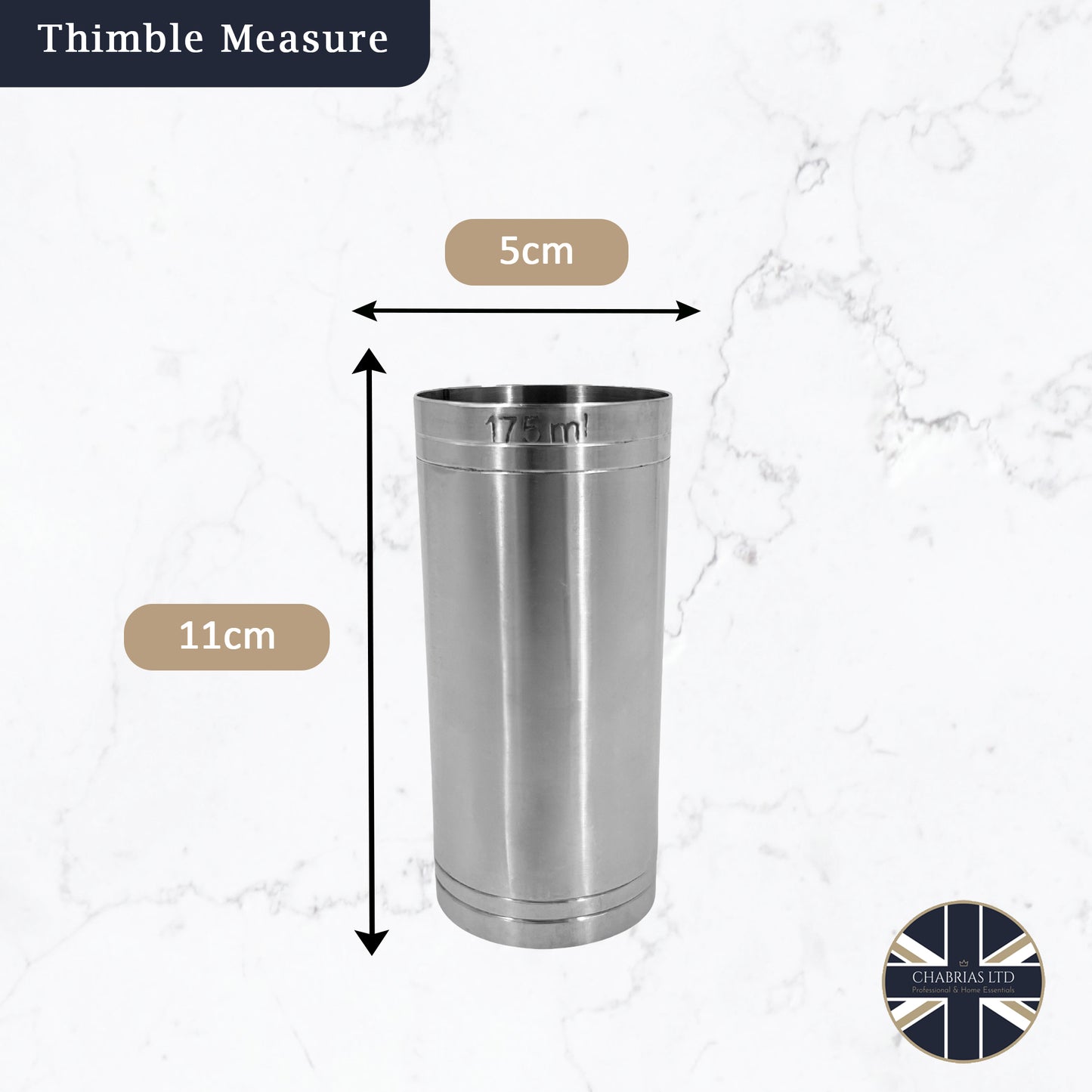 Stainless Steel 175ml Thimble Measure Government Stamped - Premium Kitchen from Chabrias Ltd - Just £6.49! Shop now at Chabrias Ltd