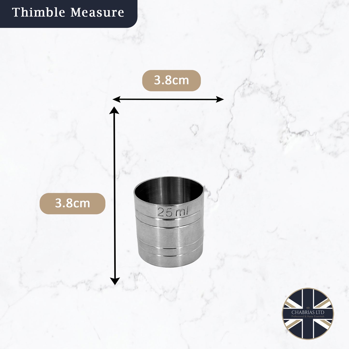 Stainless Steel 25ml Thimble Measure Government Stamped - Premium Kitchen from Chabrias Ltd - Just £4.99! Shop now at Chabrias Ltd