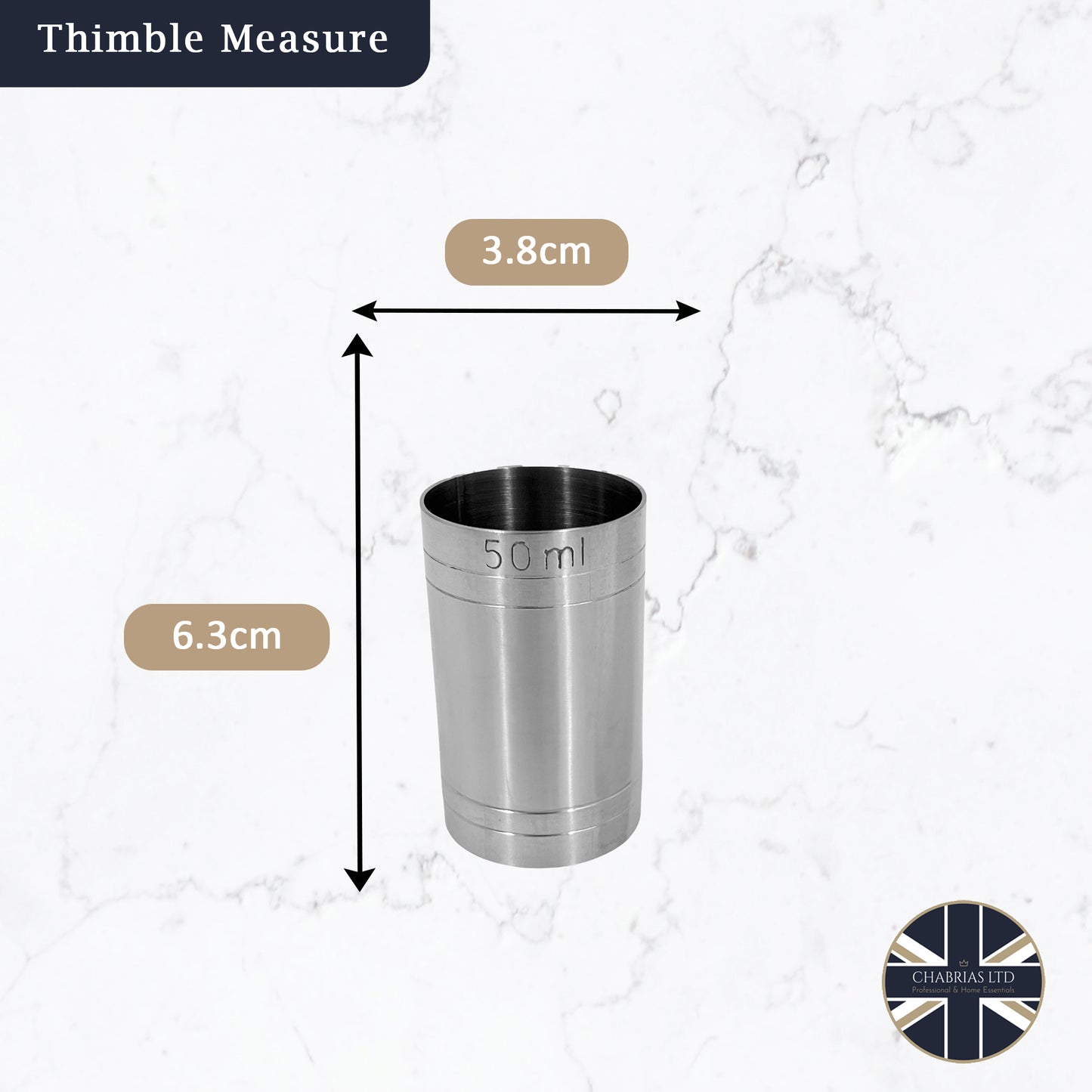 Stainless Steel 50ml Thimble Measure Government Stamped - Premium Kitchen from Chabrias Ltd - Just £5.49! Shop now at Chabrias Ltd