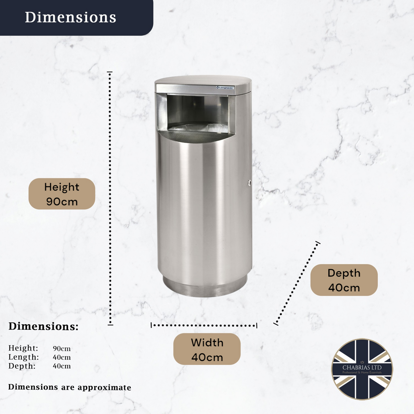 Stainless Steel Outdoor Bin With Galvanised Liner, - Premium BISS from Chabrias Ltd - Just £379.99! Shop now at Chabrias Ltd