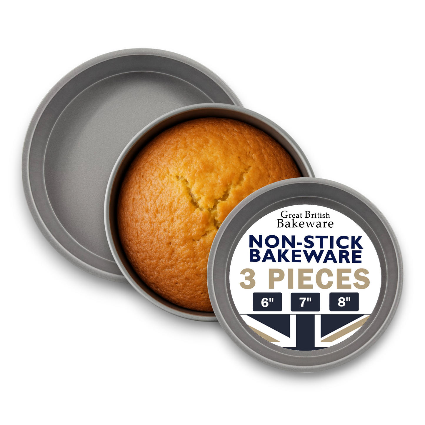 Non-Stick Sandwich Cake Tin Set, 6,7,8" (3 piece) - Premium from Samuel Groves - Just £14.99! Shop now at Chabrias Ltd
