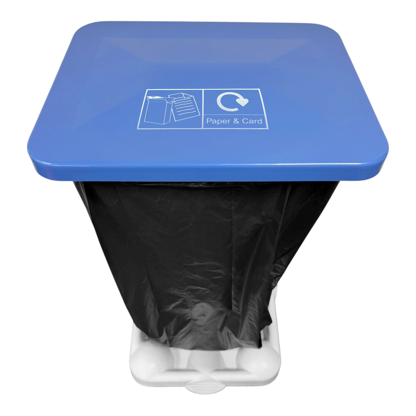 Hands-Free Sack Holder White Base & Blue Lid, with Paper & Card Sticker - Premium Bins from Chabrias Ltd - Just £89.99! Shop now at Chabrias Ltd