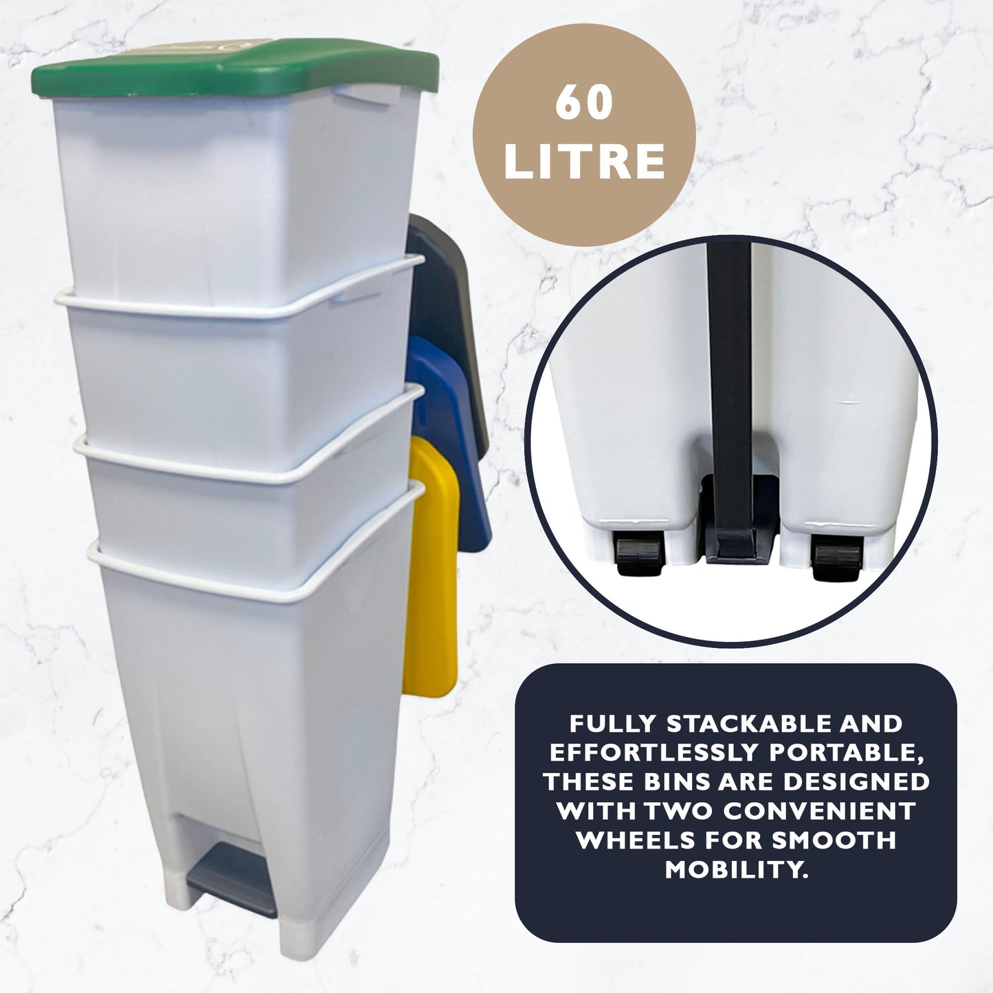 Plastic Sack Holder, White Body With Blue Lid, Paper & Card Sticker Included, 60L - Premium Recycling Bin from Chabrias Ltd - Just £64.99! Shop now at Chabrias Ltd