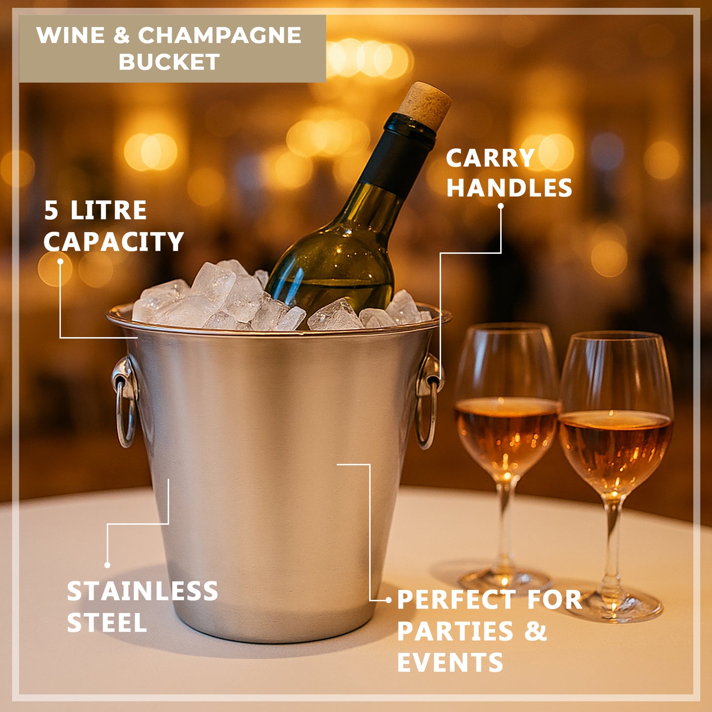 Stainless Steel Ice Bucket, 5L (16 pack) - Premium Kitchen from Chabrias Ltd - Just £124.99! Shop now at Chabrias Ltd