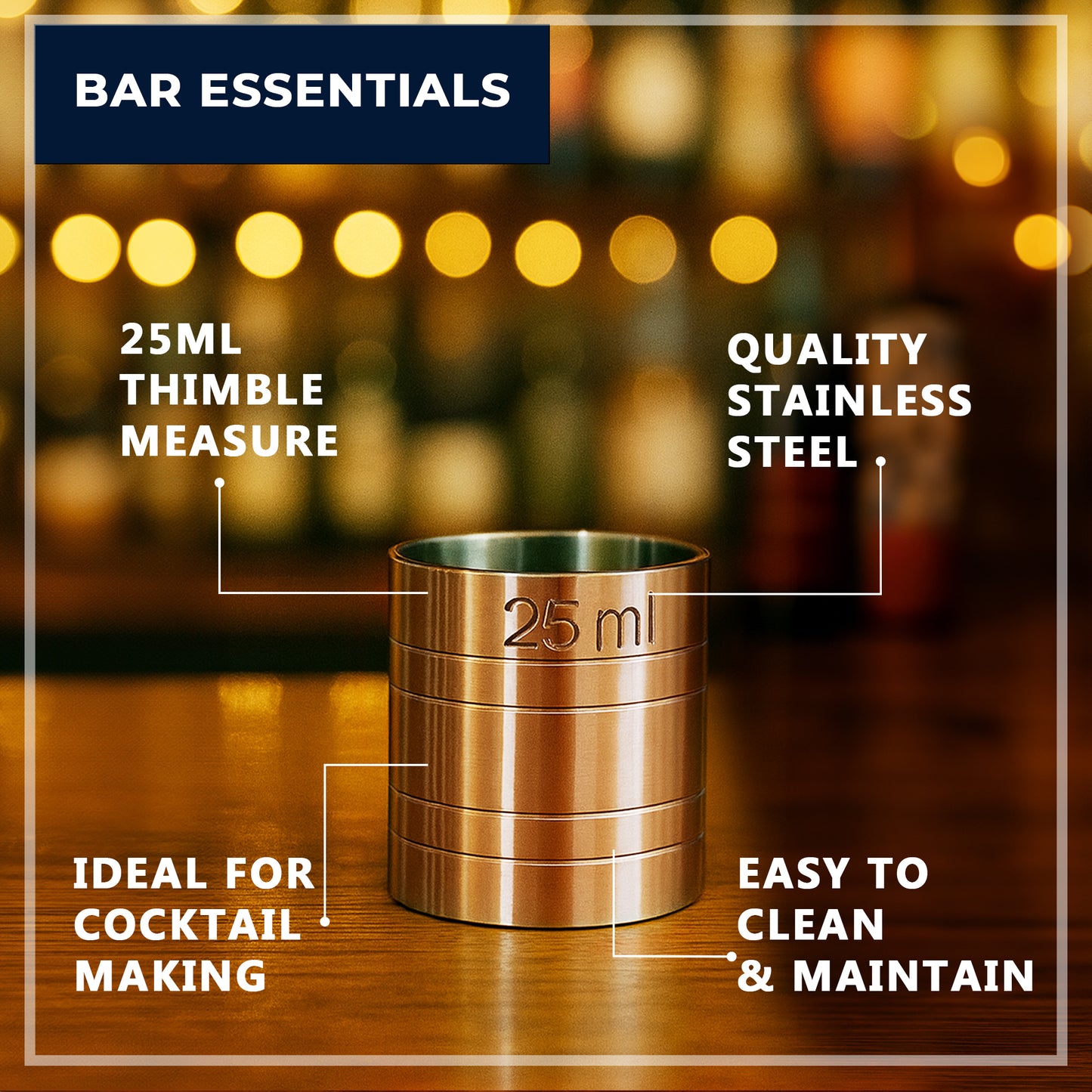 Stainless Steel 25ml Thimble Measure Copper Plated, Government Stamped - Premium Kitchen from Chabrias Ltd - Just £4.99! Shop now at Chabrias Ltd